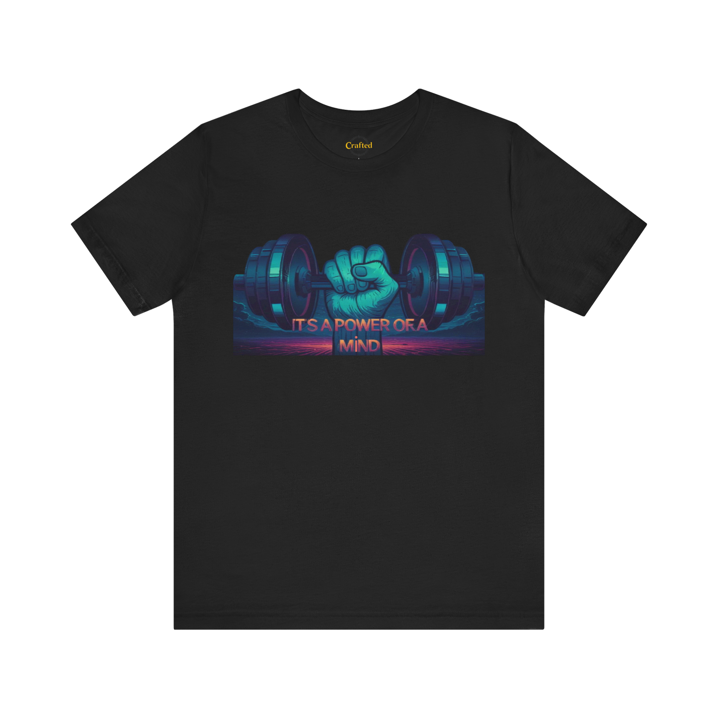 Fitness T-Shirt for Men Short Sleeve with print "IT'S A POWER OF A MIND" coton