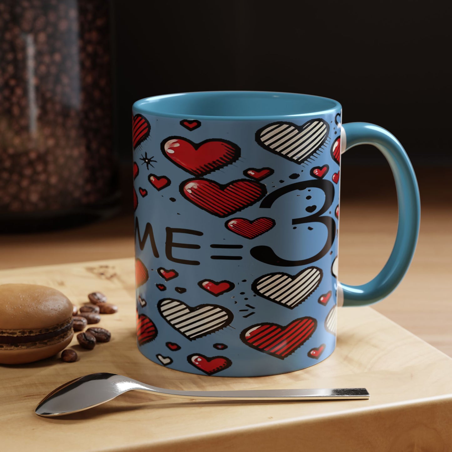 You + Me = 3 Mug, Valentine's Day gift, Love, anniversaries, birthdays, Accent Coffee Mug (11oz)