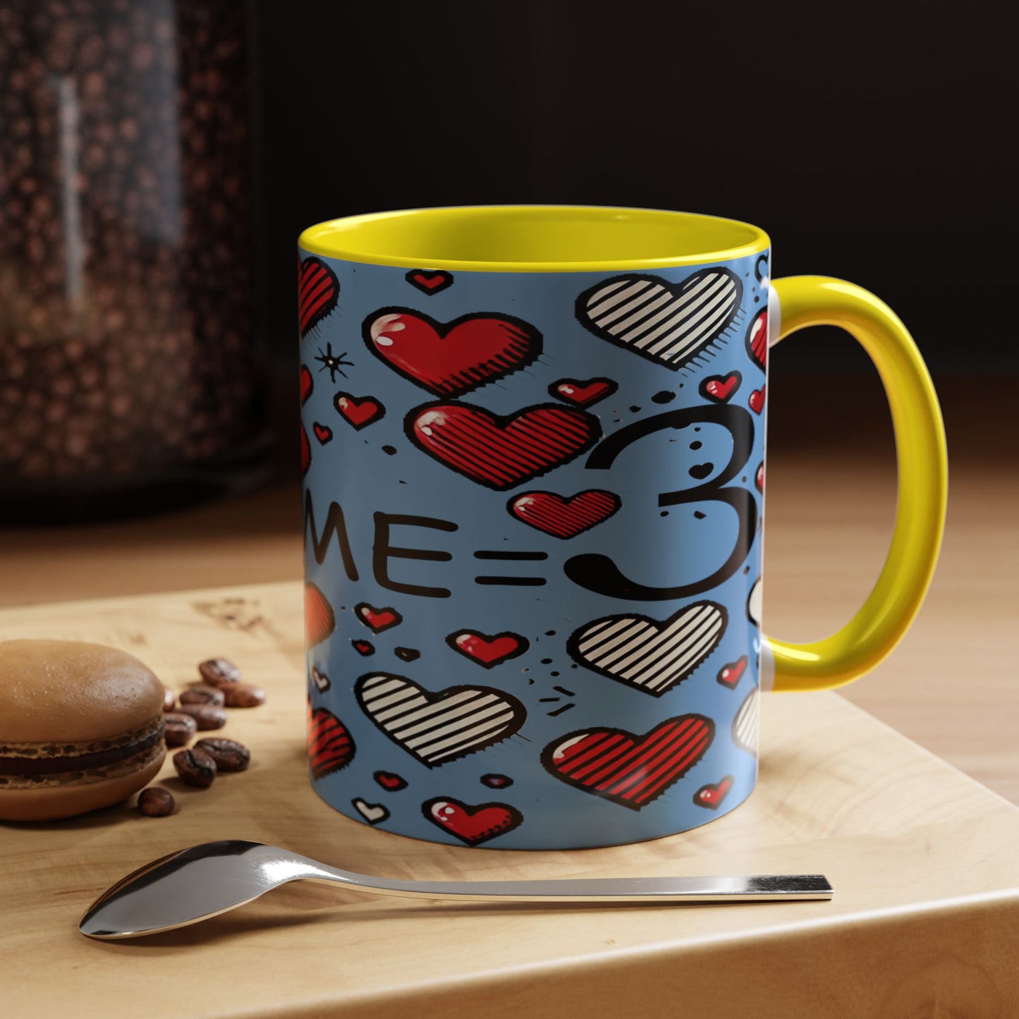 You + Me = 3 Mug, Valentine's Day gift, Love, anniversaries, birthdays, Accent Coffee Mug (11oz)