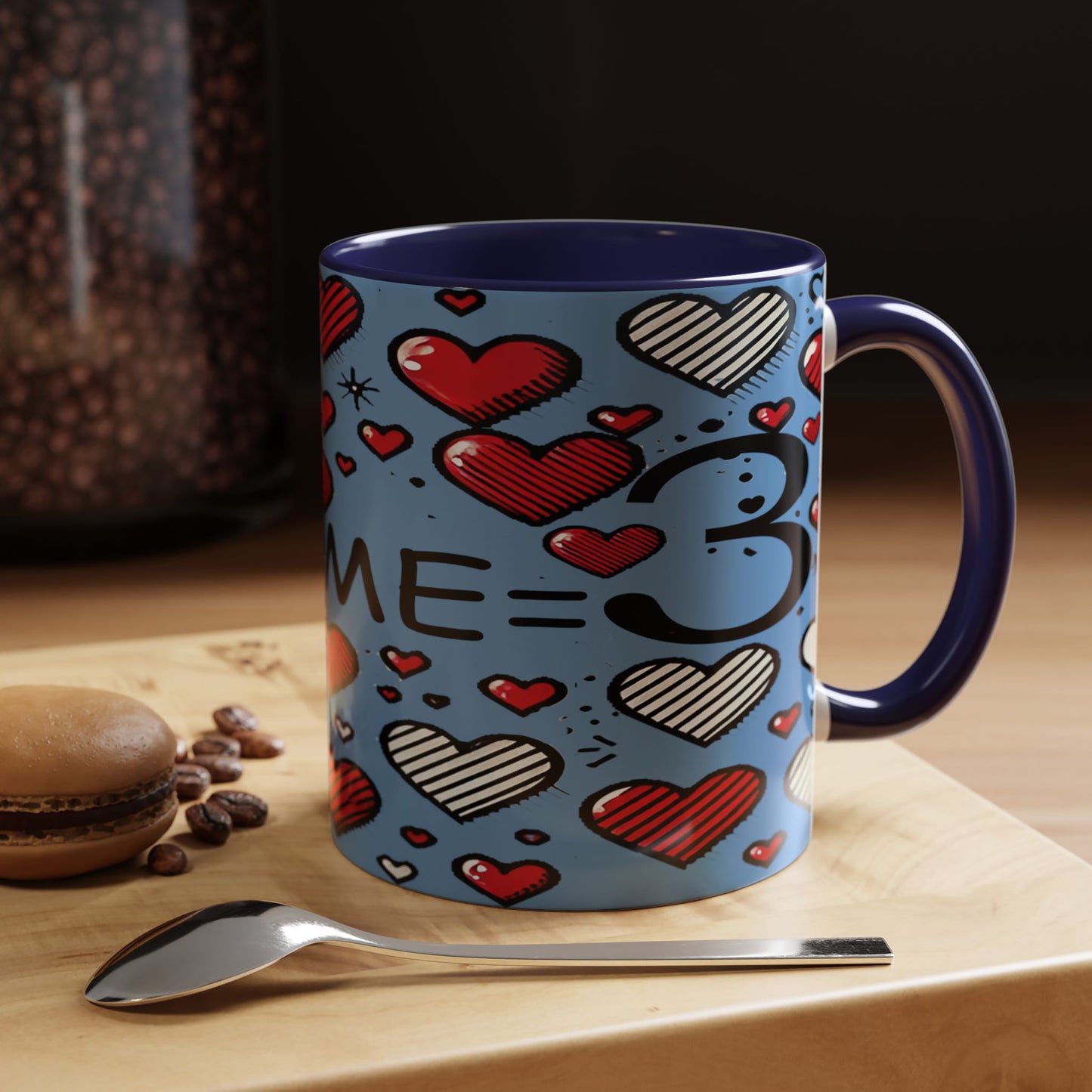 You + Me = 3 Mug, Valentine's Day gift, Love, anniversaries, birthdays, Accent Coffee Mug (11oz)