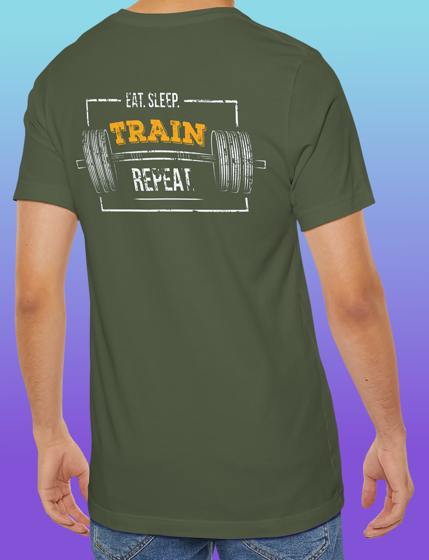 Fitness T-Shirt for Men Short Sleeve with print "Every Day Counts" & "Train, Eat, Sleep, Repeat" coton
