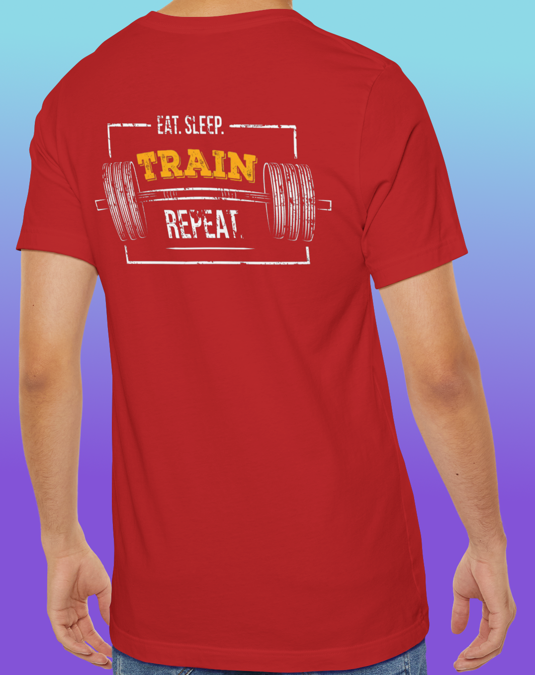 Fitness T-Shirt for Men Short Sleeve with print "Every Day Counts" & "Train, Eat, Sleep, Repeat" coton