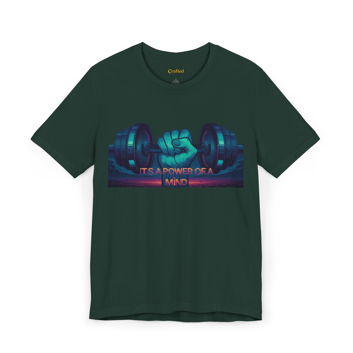 Fitness T-Shirt for Men Short Sleeve with print "IT'S A POWER OF A MIND" coton
