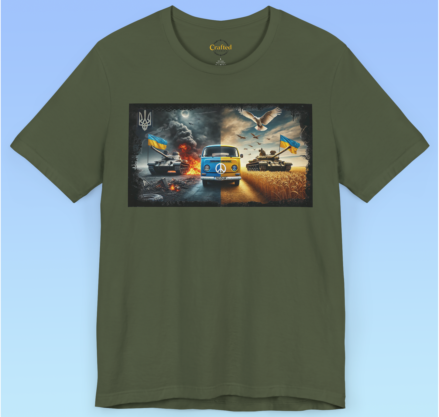 Ukraine- Україна Minibus and Tanks Unisex Short Sleeve T shirt