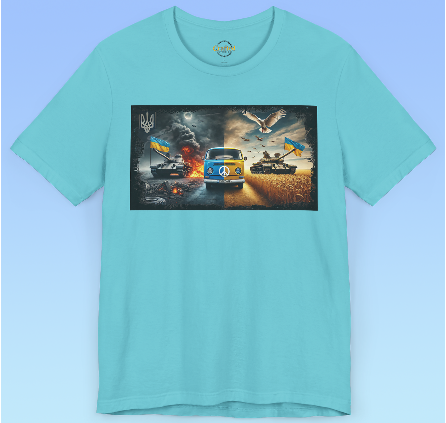 Ukraine- Україна Minibus and Tanks Unisex Short Sleeve T shirt