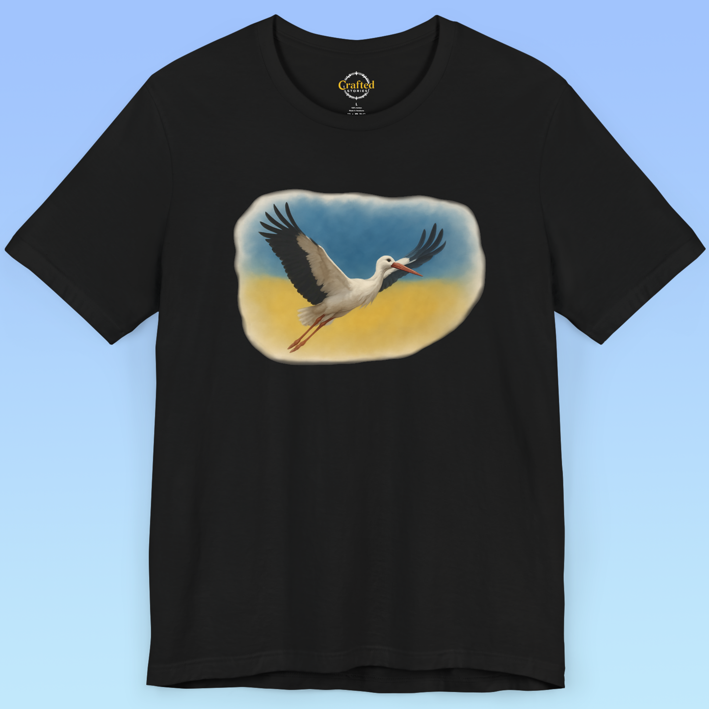 Україна, Ukraine- Ukrainian flag and a stork Short Sleeve T- shirt