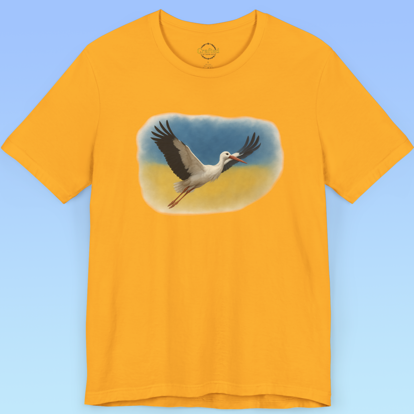 Україна, Ukraine- Ukrainian flag and a stork Short Sleeve T- shirt