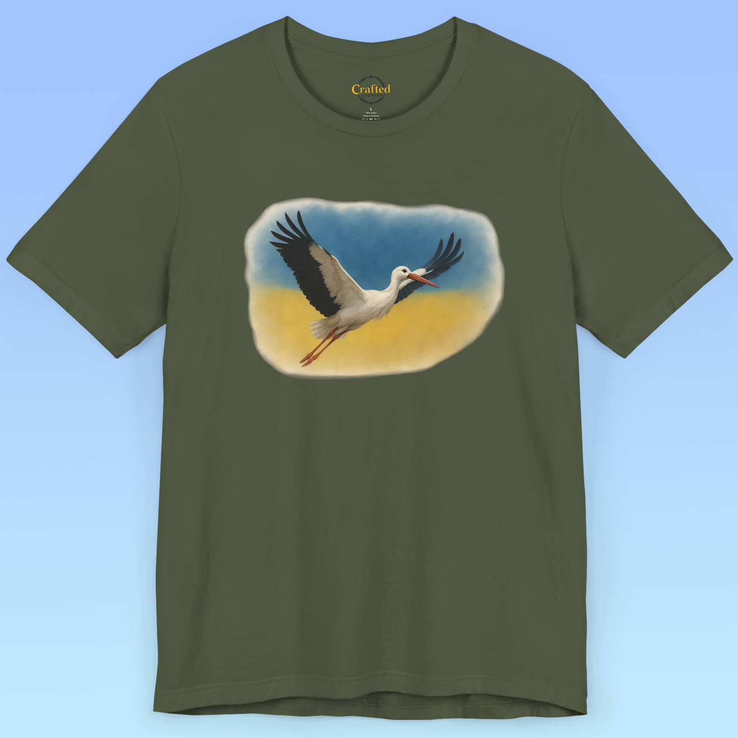 Україна, Ukraine- Ukrainian flag and a stork Short Sleeve T- shirt