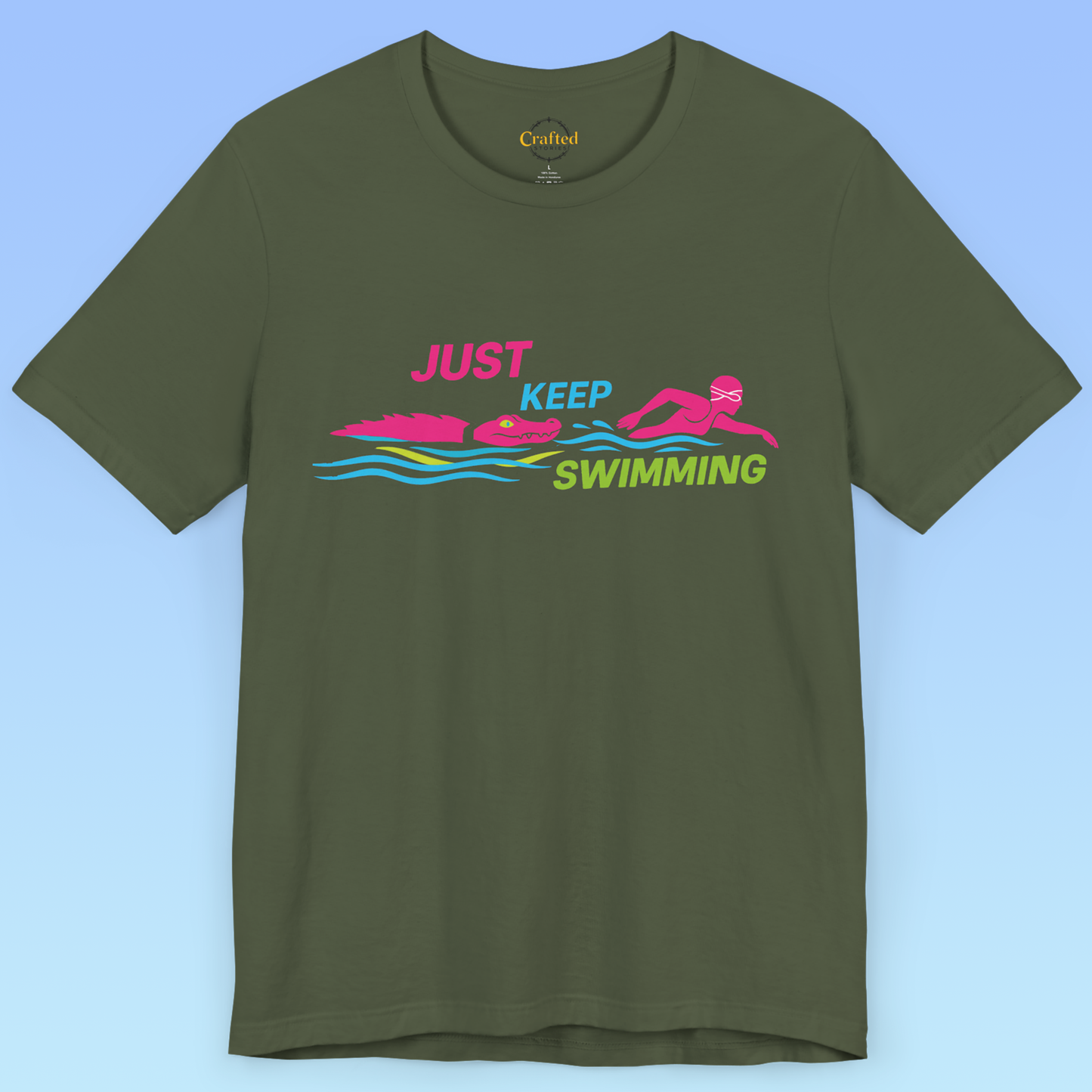 Just Keep Swimming – Humorous Women's Sports Short Sleeve T shirt