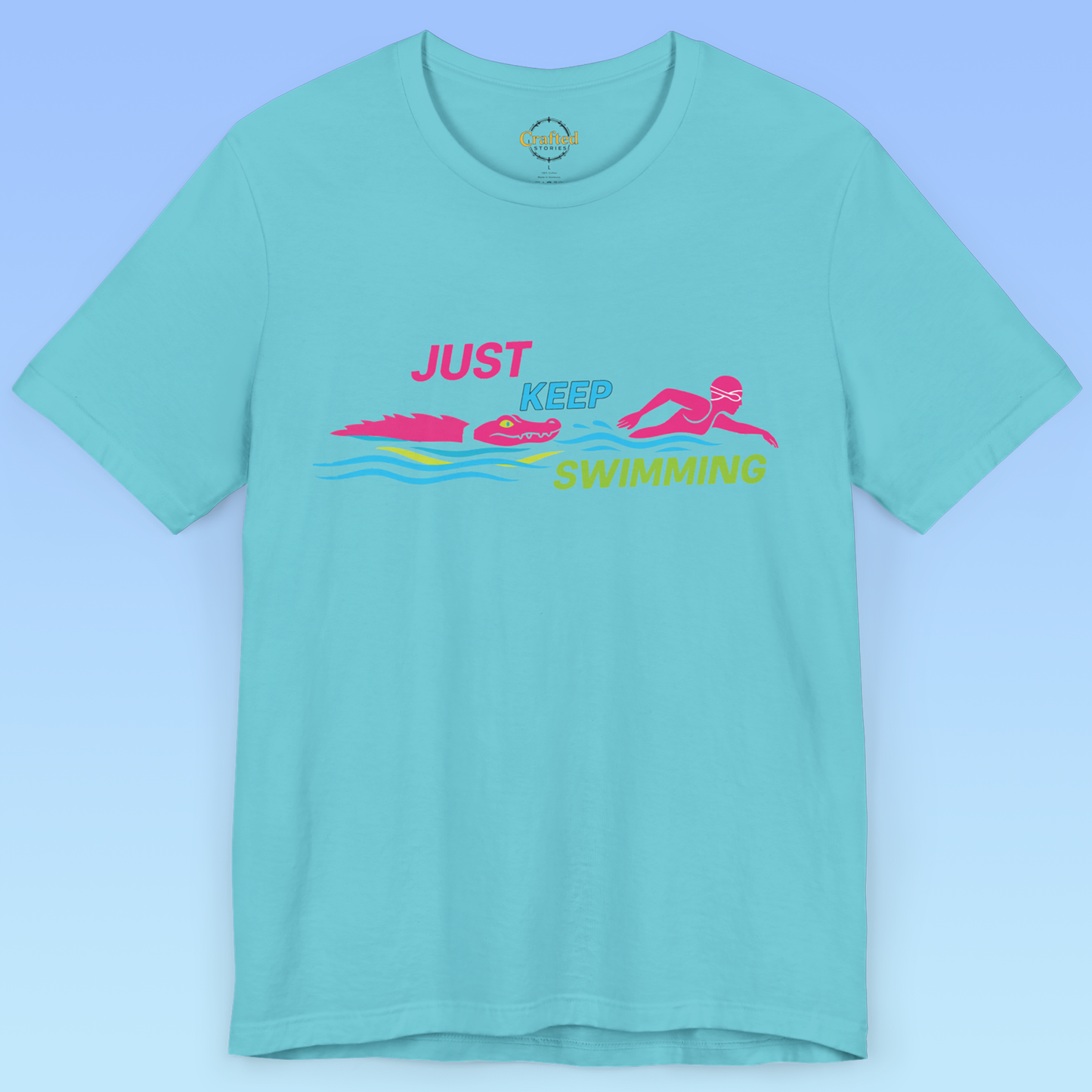 Just Keep Swimming – Humorous Women's Sports Short Sleeve T shirt
