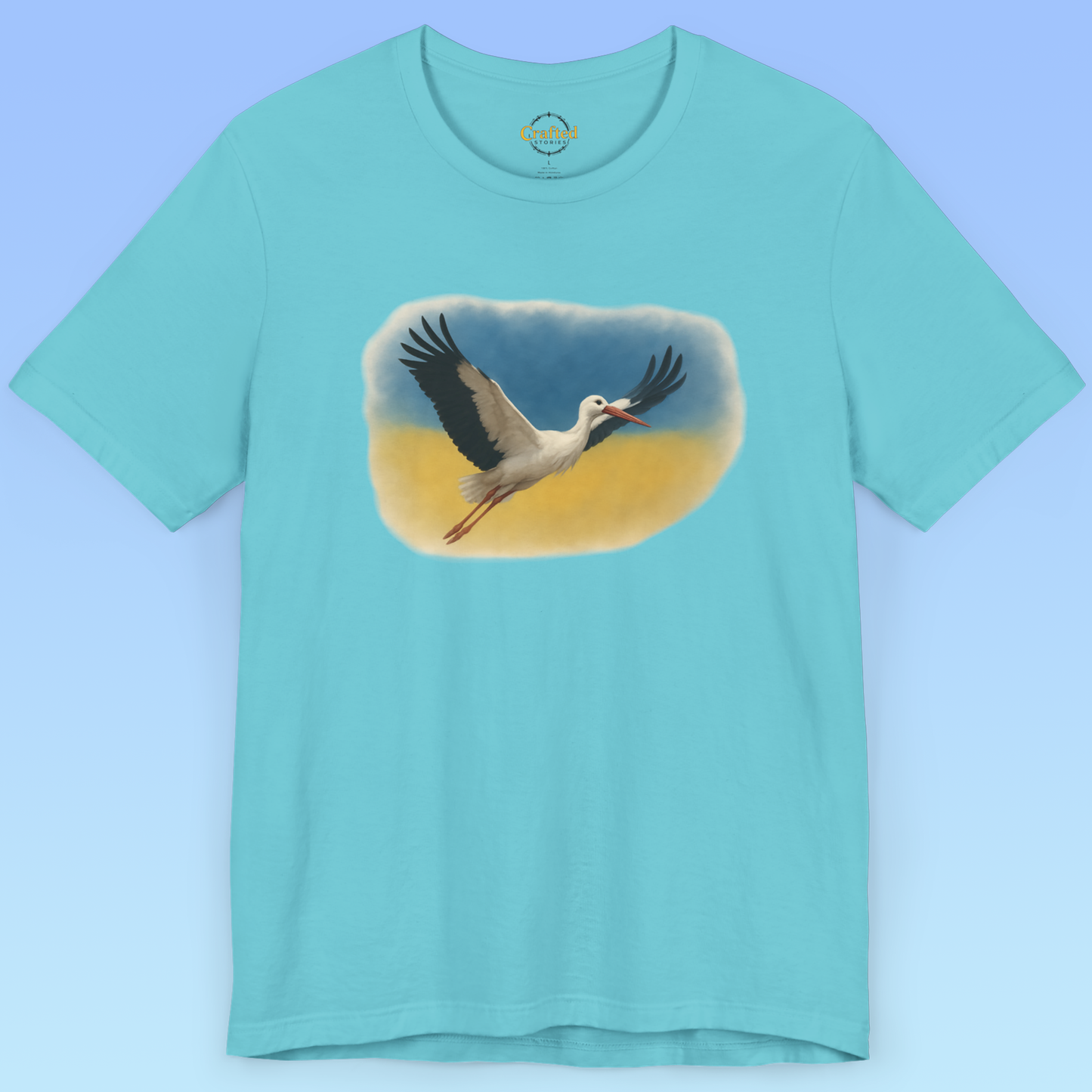 Україна, Ukraine- Ukrainian flag and a stork Short Sleeve T- shirt
