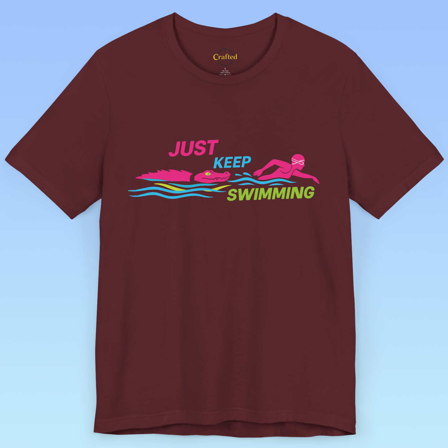 Just Keep Swimming – Humorous Women's Sports Short Sleeve T shirt