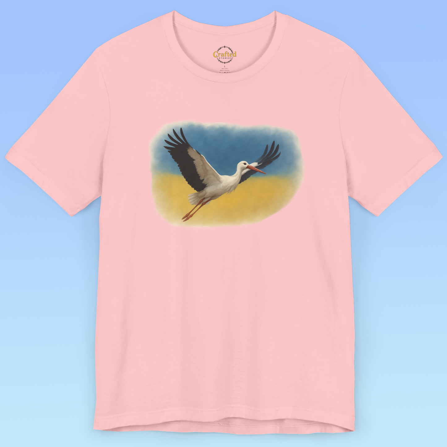 Україна, Ukraine- Ukrainian flag and a stork Short Sleeve T- shirt