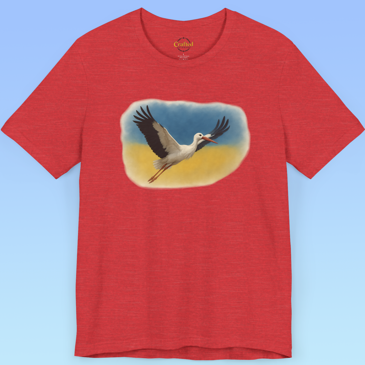 Україна, Ukraine- Ukrainian flag and a stork Short Sleeve T- shirt