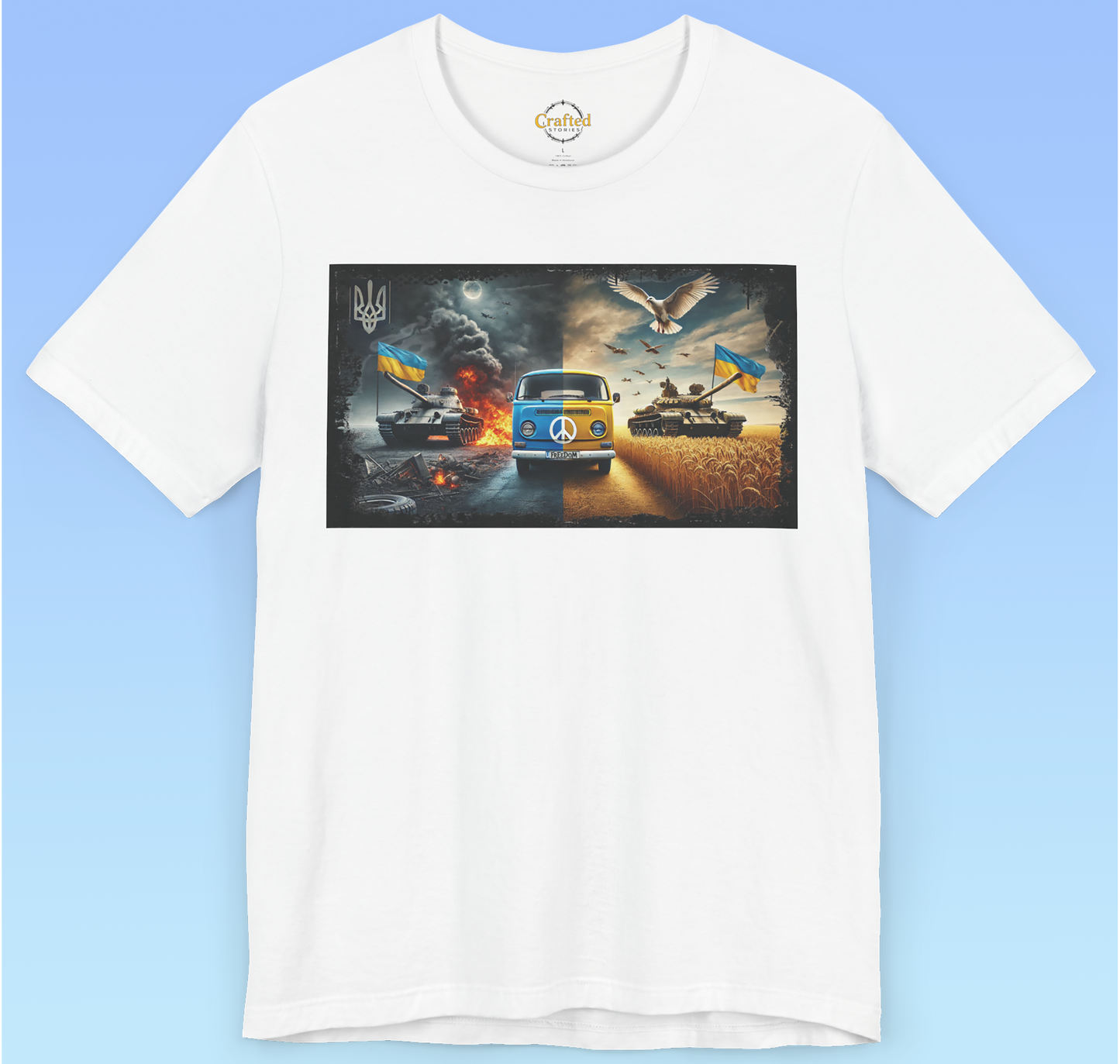 Ukraine- Україна Minibus and Tanks Unisex Short Sleeve T shirt