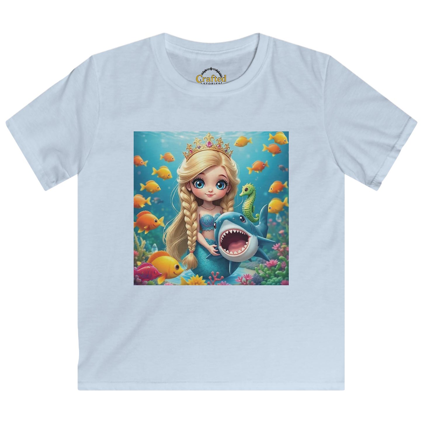 Girls' Sea Princess T-Shirt – Hugging a Shark Kids Softstyle Tee
