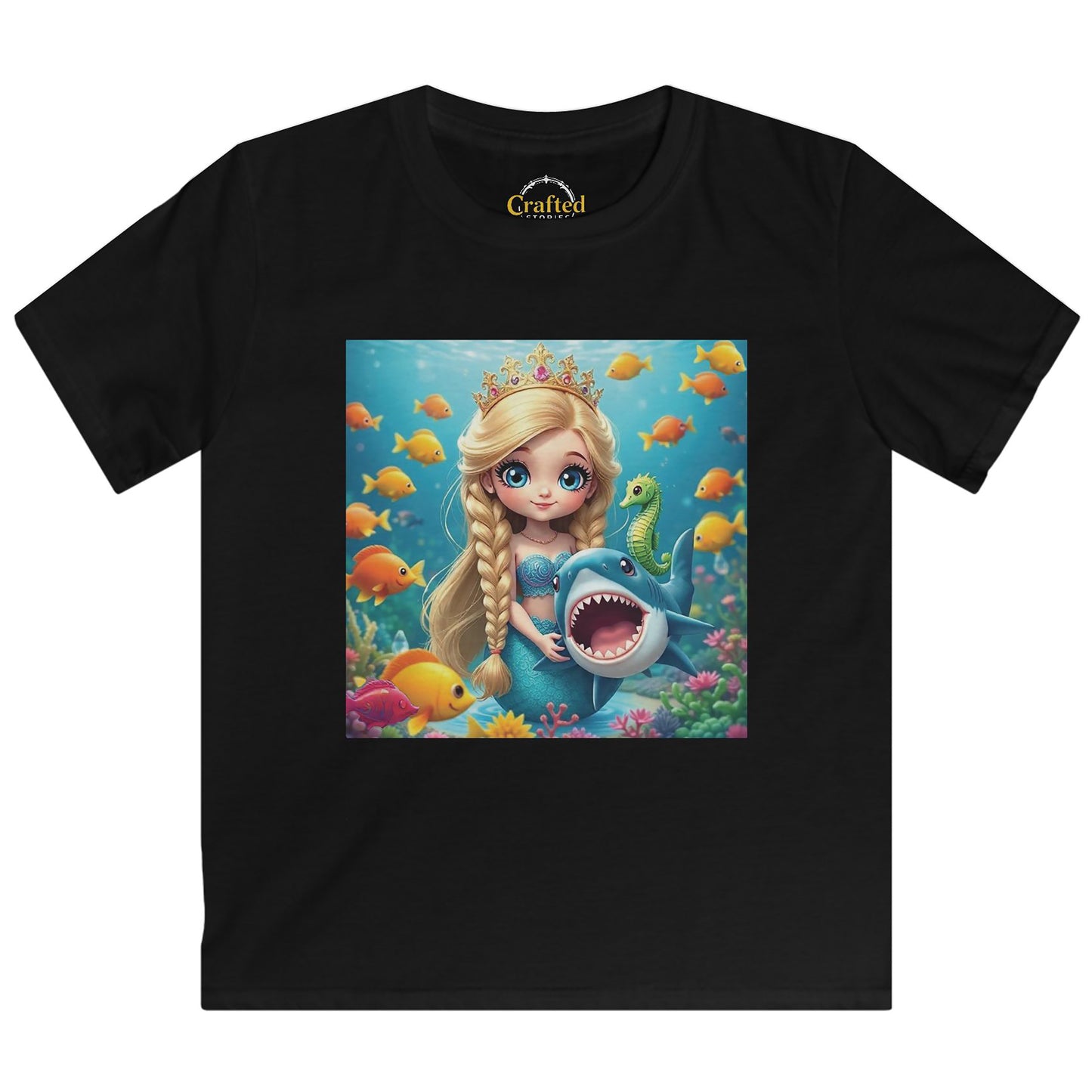 Girls' Sea Princess T-Shirt – Hugging a Shark Kids Softstyle Tee