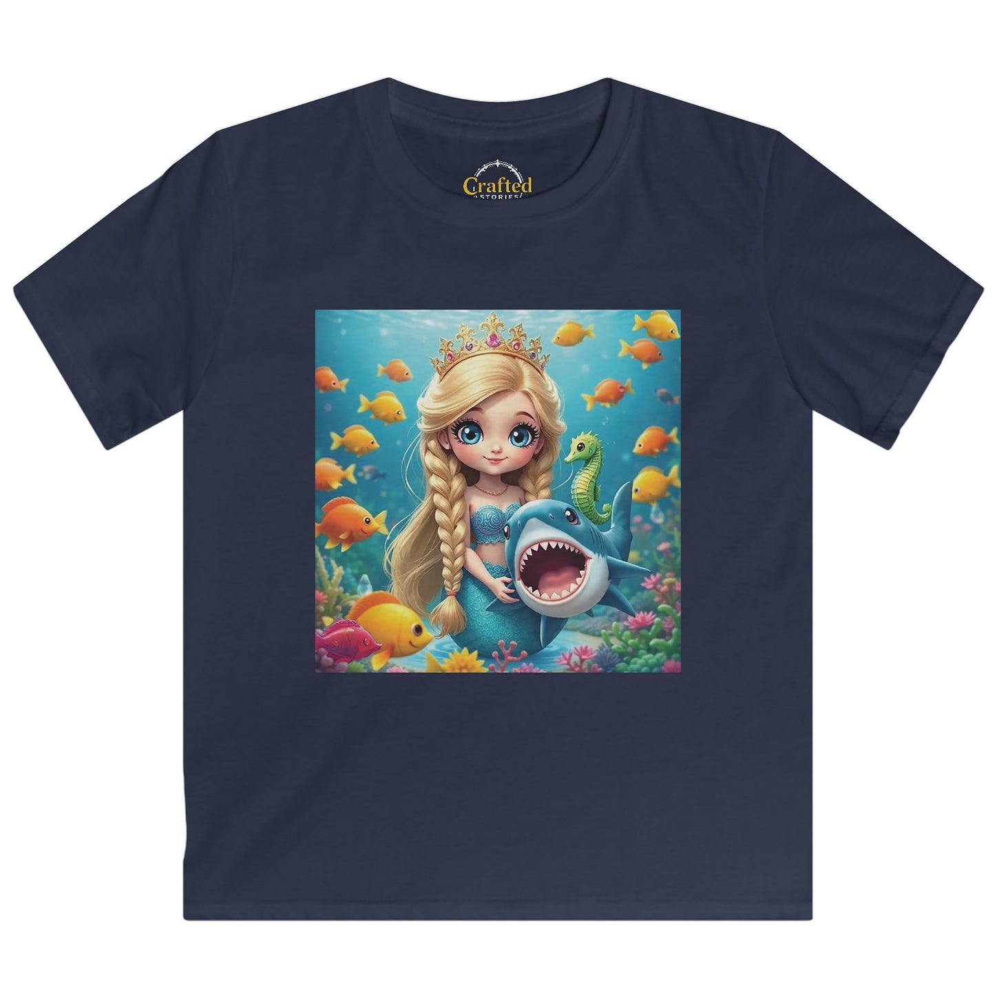 Girls' Sea Princess T-Shirt – Hugging a Shark Kids Softstyle Tee