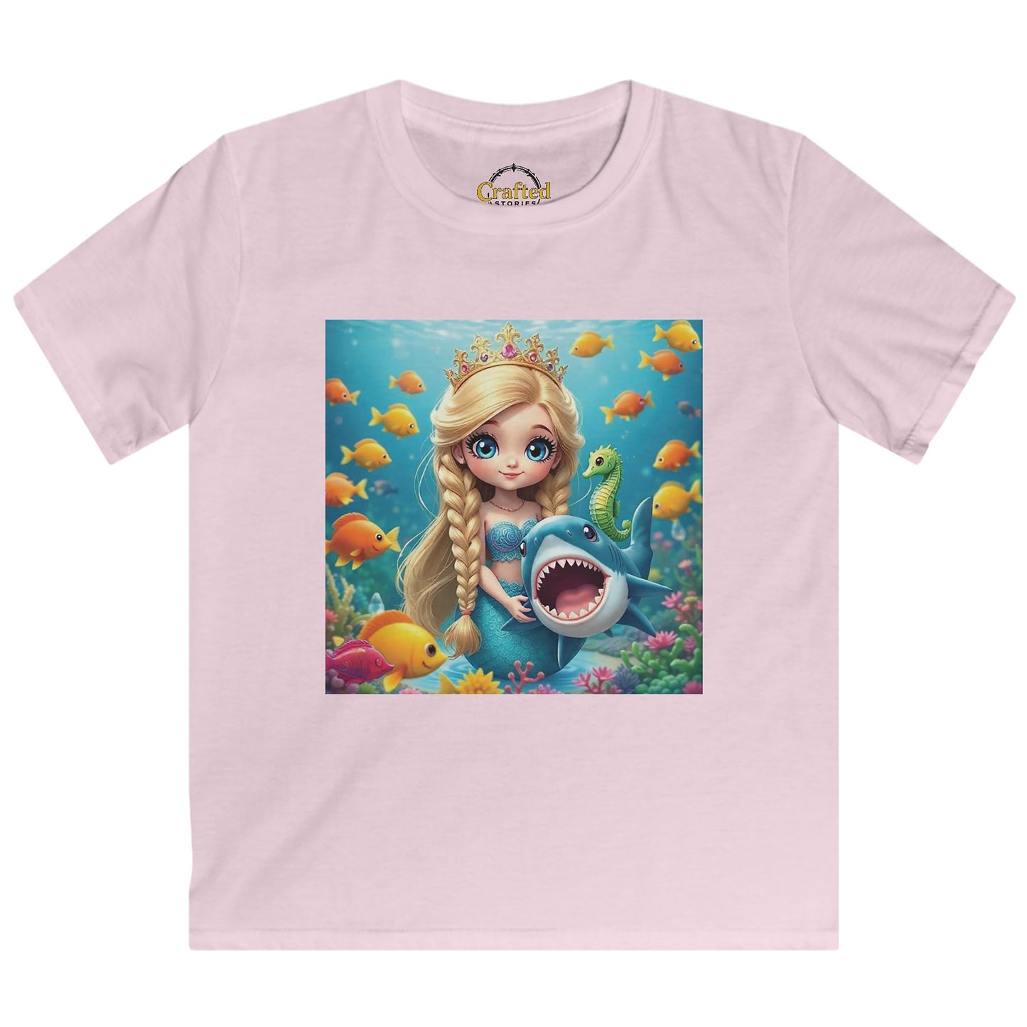 Girls' Sea Princess T-Shirt – Hugging a Shark Kids Softstyle Tee