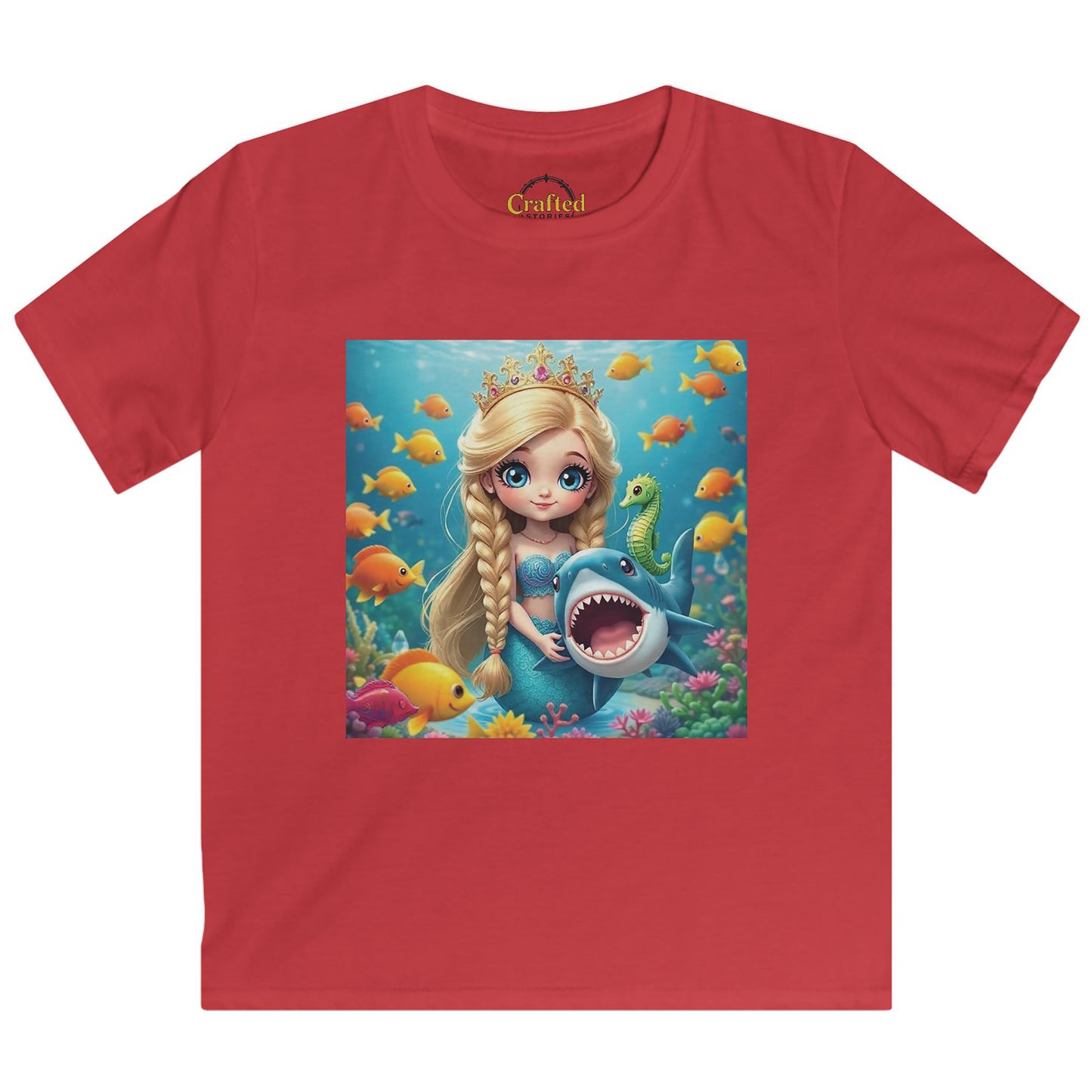 Girls' Sea Princess T-Shirt – Hugging a Shark Kids Softstyle Tee