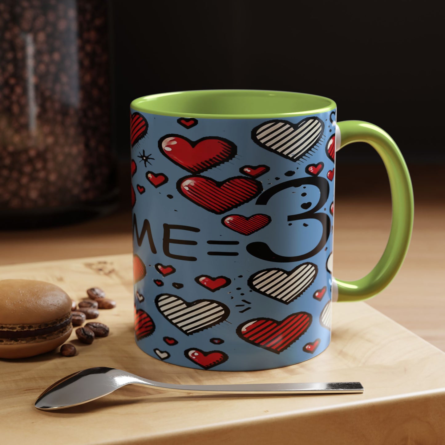 You + Me = 3 Mug, Valentine's Day gift, Love, anniversaries, birthdays, Accent Coffee Mug (11oz)