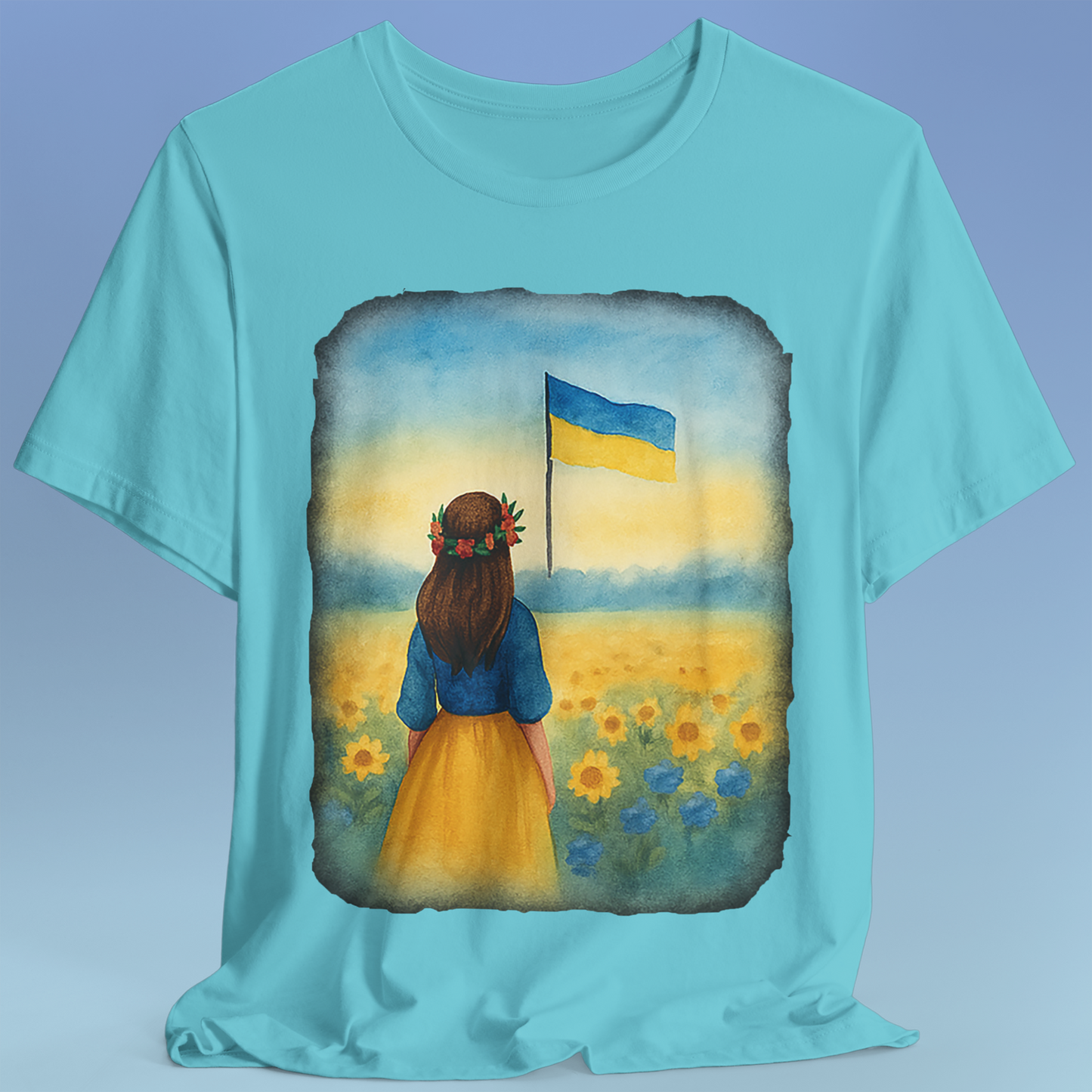 Україна, Ukraine – A girl gazing at the breathtaking beauty of her homeland Short Sleeve T- shirt