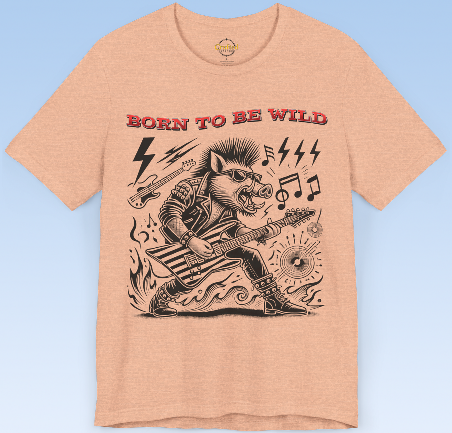 Born to be Wild; Wild Pig Unisex Rock `n` Roll T- Shirt