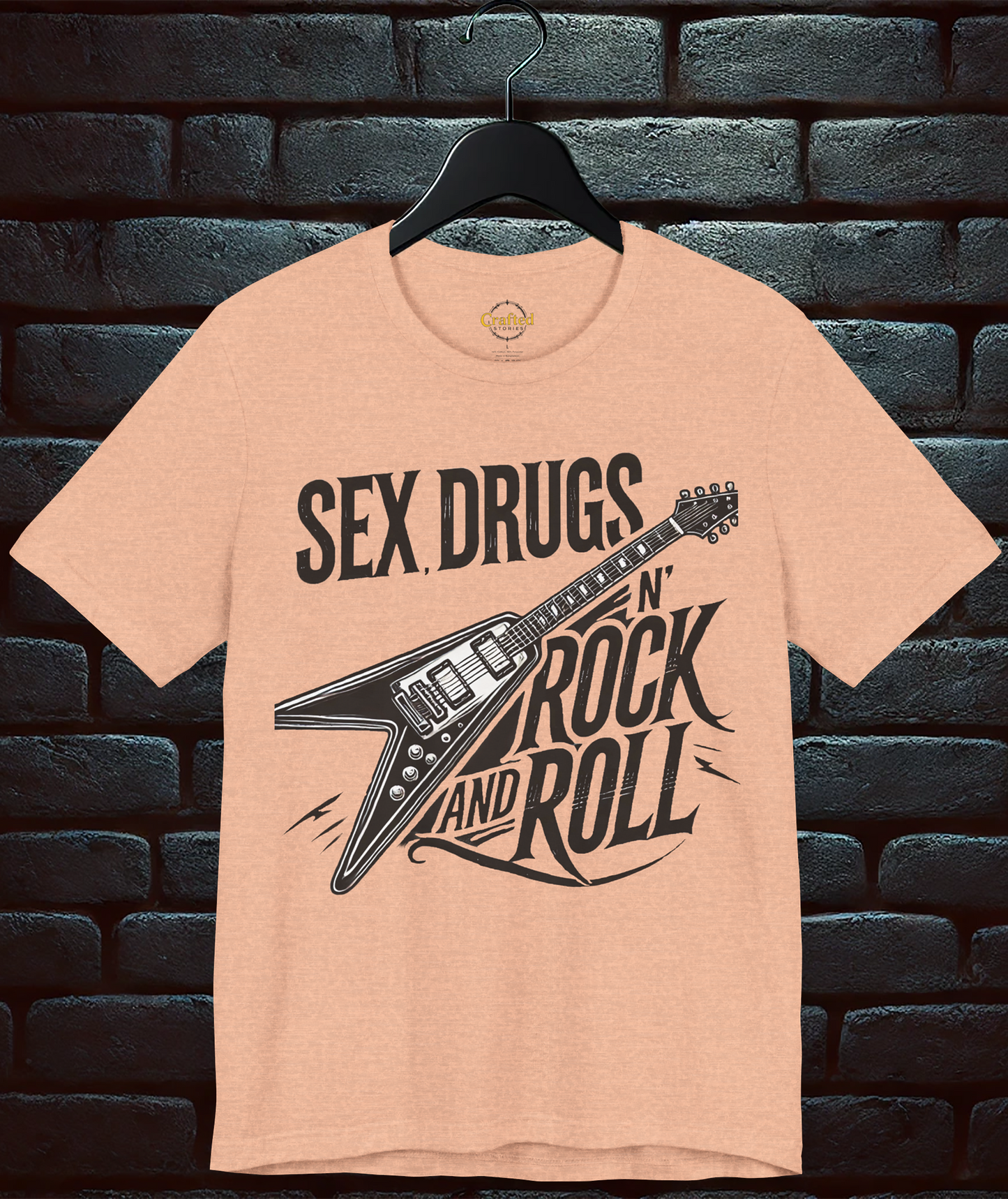 Sex, Drugs ‘n’ Rock & Roll T-Shirt, Unisex Jersey Rebel Short Sleeve T- Shirt
