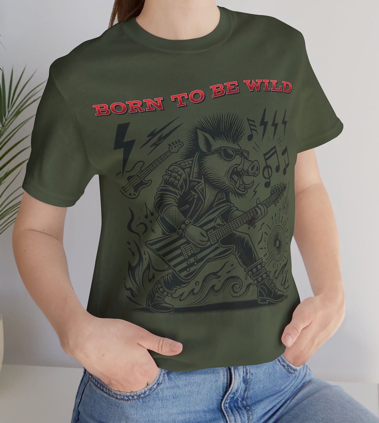 Born to be Wild; Wild Pig Unisex Rock `n` Roll T- Shirt