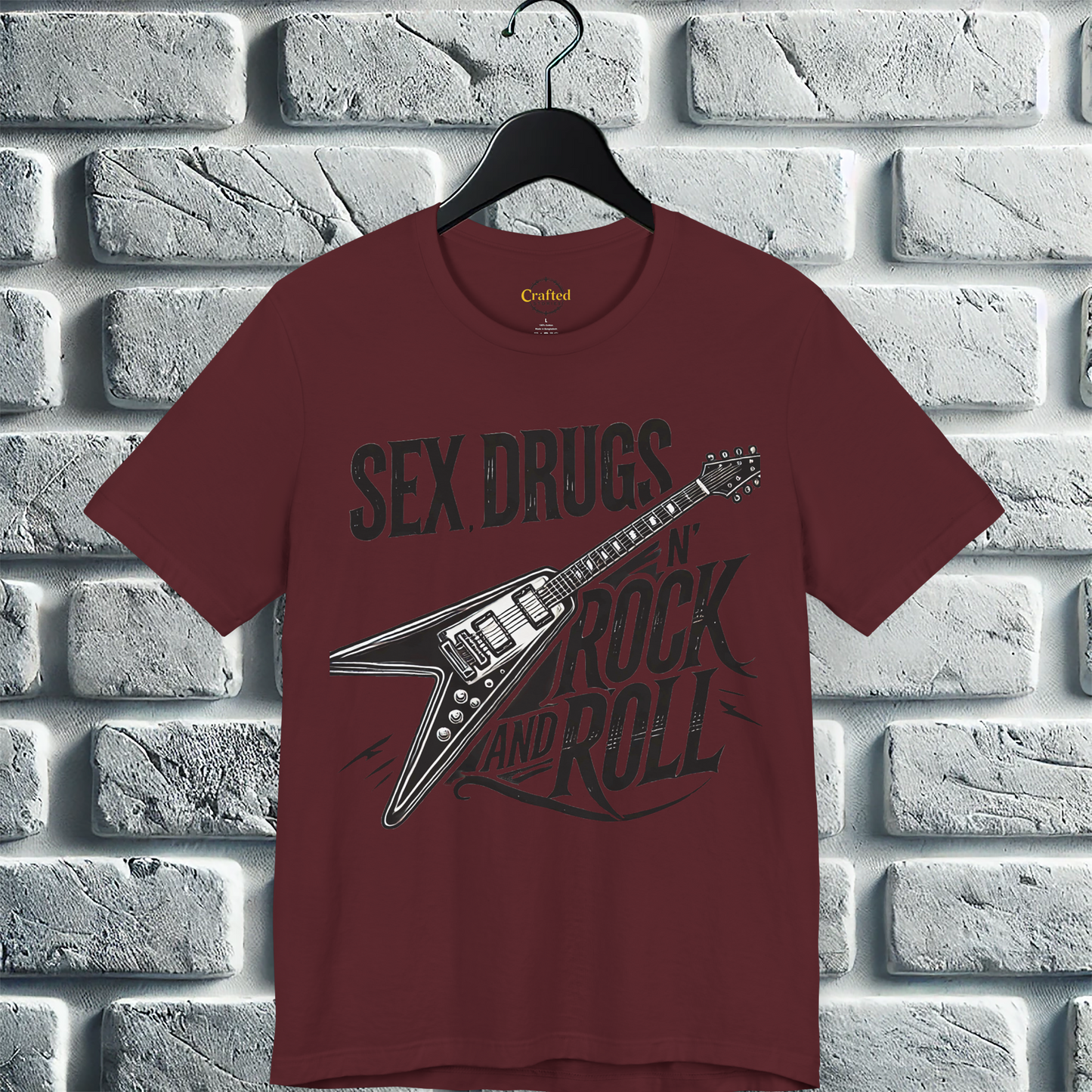 Sex, Drugs ‘n’ Rock & Roll T-Shirt, Unisex Jersey Rebel Short Sleeve T- Shirt