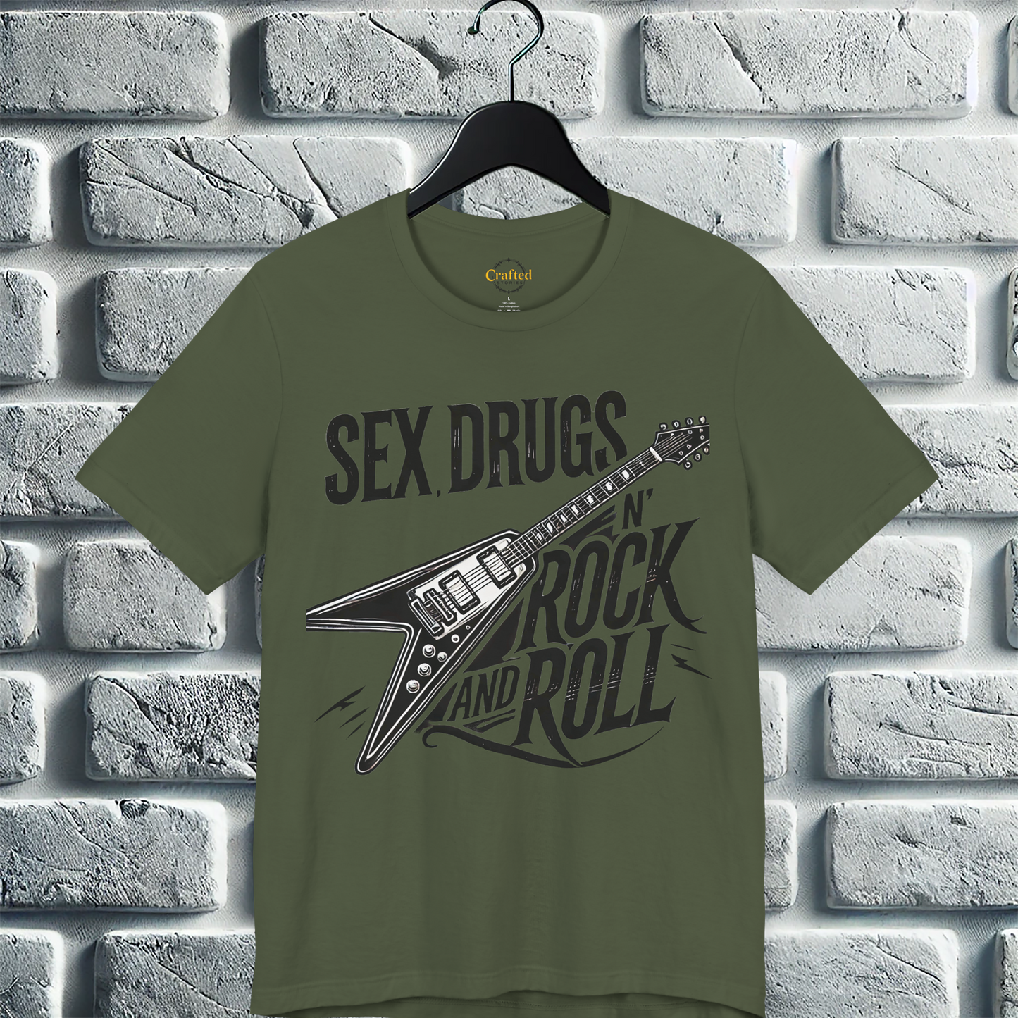 Sex, Drugs ‘n’ Rock & Roll T-Shirt, Unisex Jersey Rebel Short Sleeve T- Shirt
