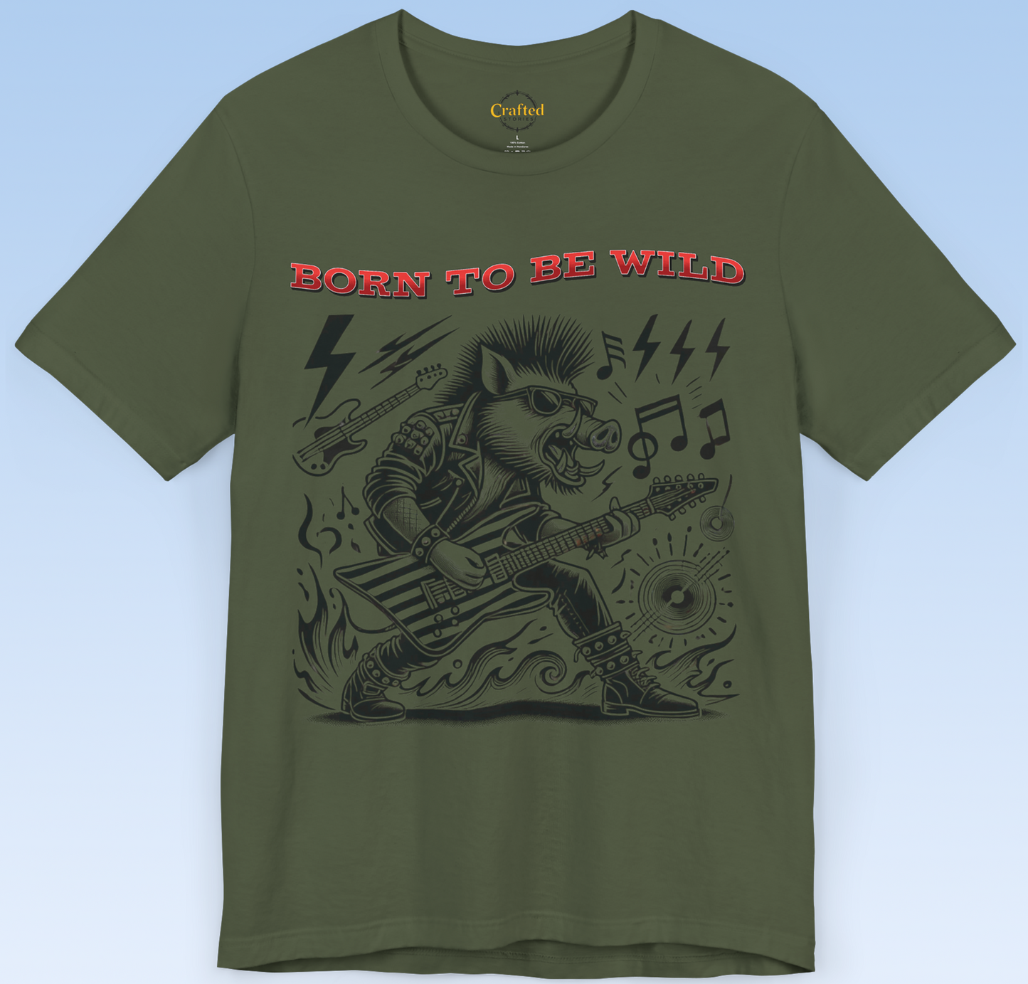 Born to be Wild; Wild Pig Unisex Rock `n` Roll T- Shirt