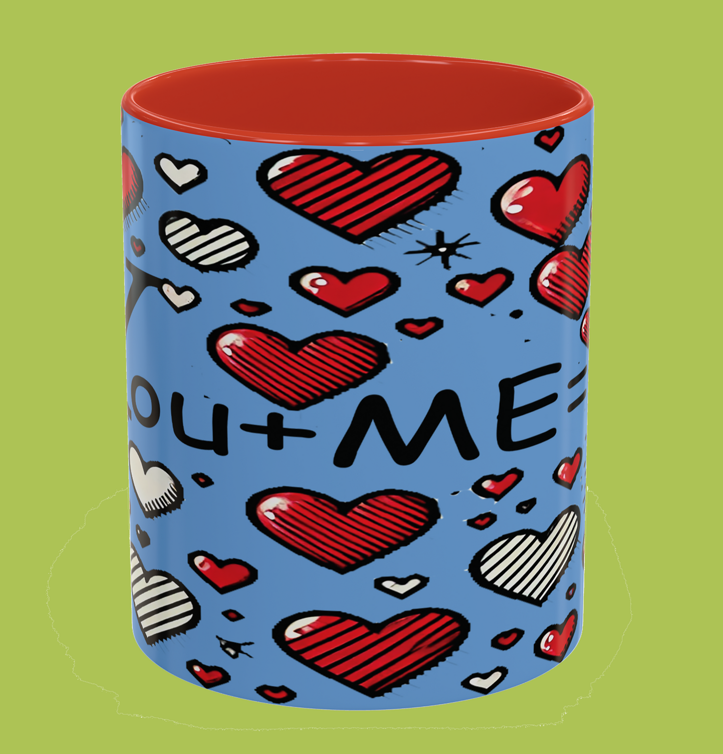 You + Me = 3 Mug, Valentine's Day gift, Love, anniversaries, birthdays, Accent Coffee Mug (11oz)
