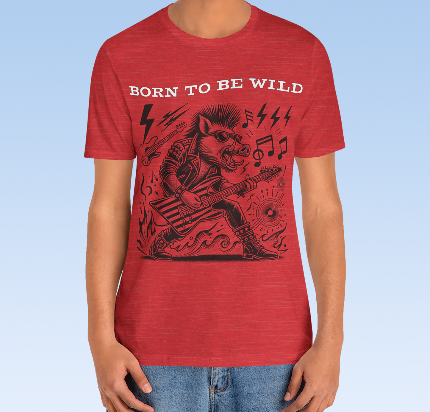 Born to be Wild; Wild Pig Unisex Rock `n` Roll T- Shirt