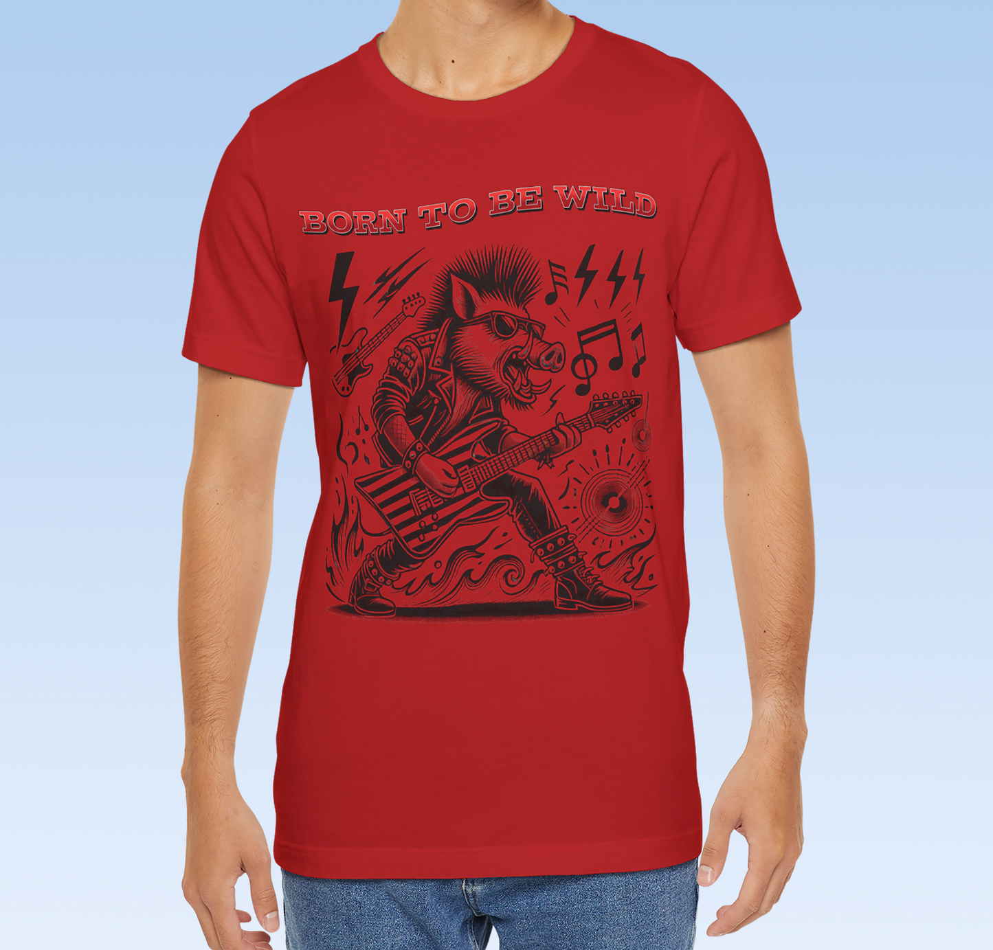 Born to be Wild; Wild Pig Unisex Rock `n` Roll T- Shirt