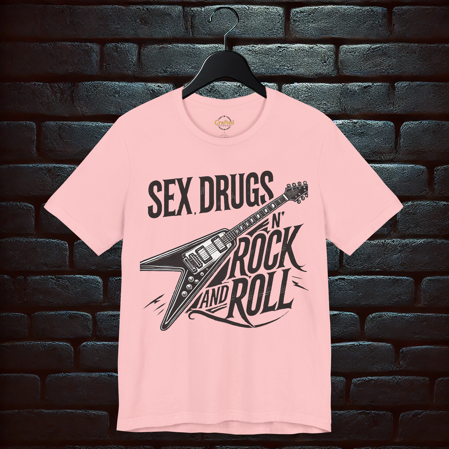 Sex, Drugs ‘n’ Rock & Roll T-Shirt, Unisex Jersey Rebel Short Sleeve T- Shirt