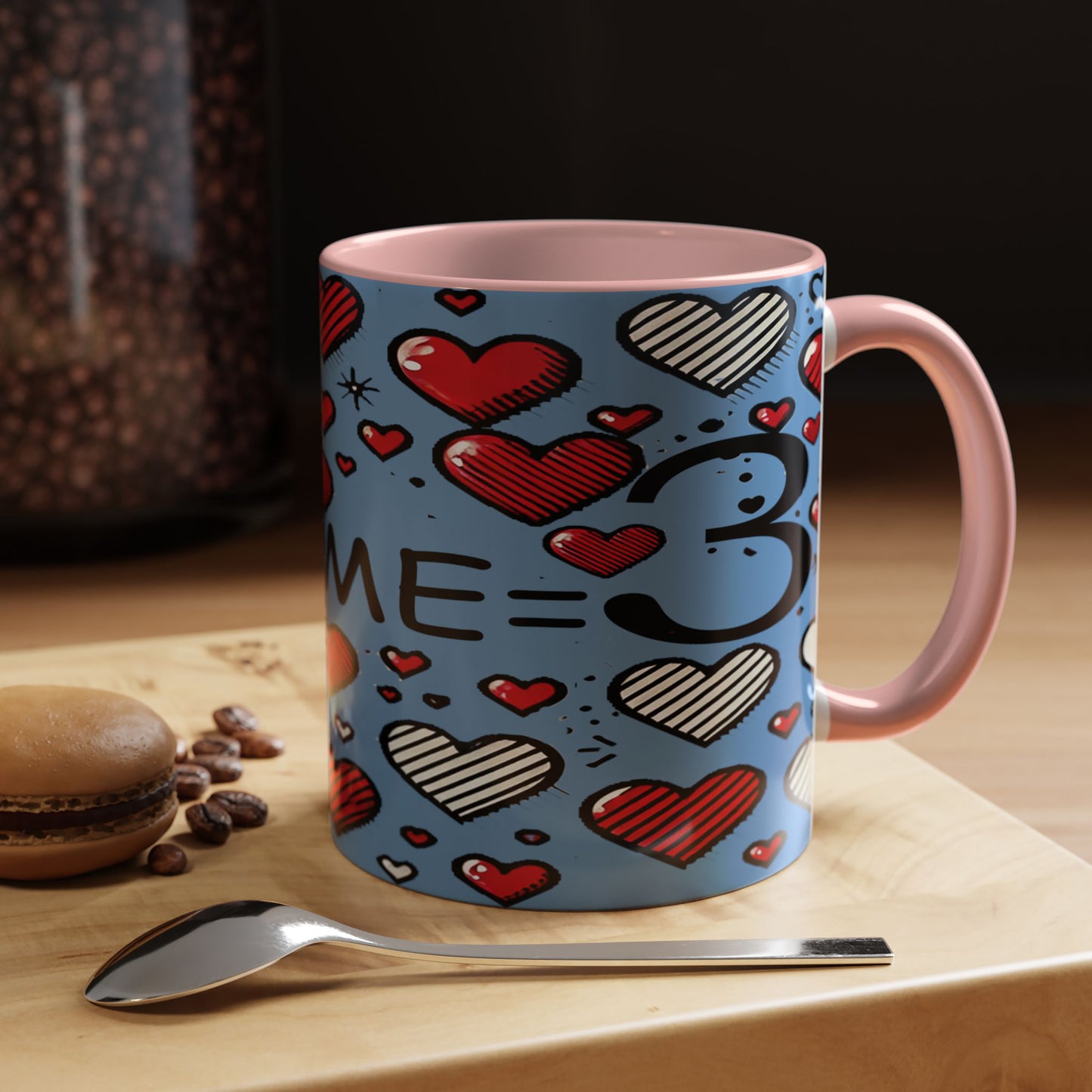 You + Me = 3 Mug, Valentine's Day gift, Love, anniversaries, birthdays, Accent Coffee Mug (11oz)