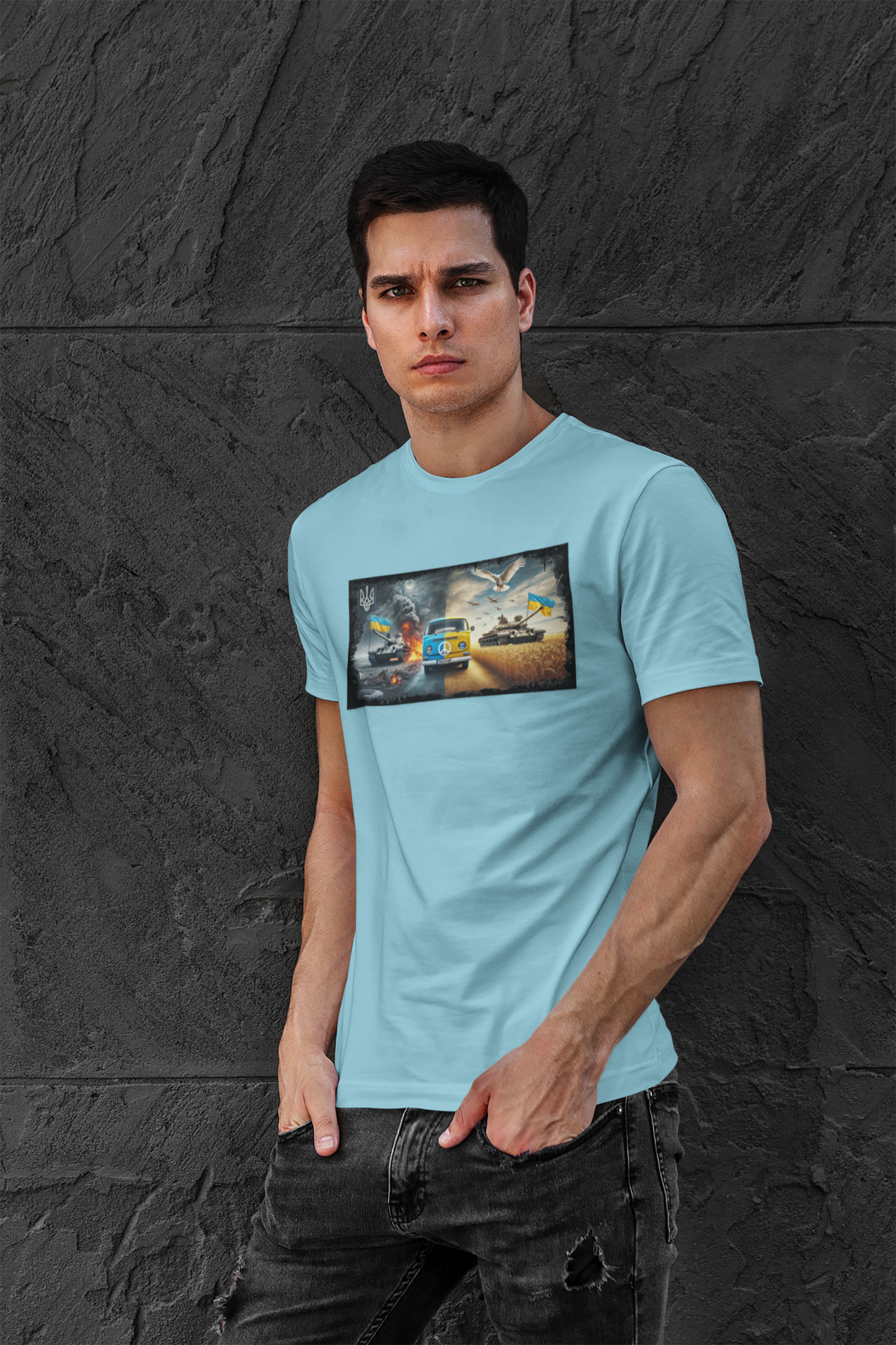Ukraine- Україна Minibus and Tanks Unisex Short Sleeve T shirt