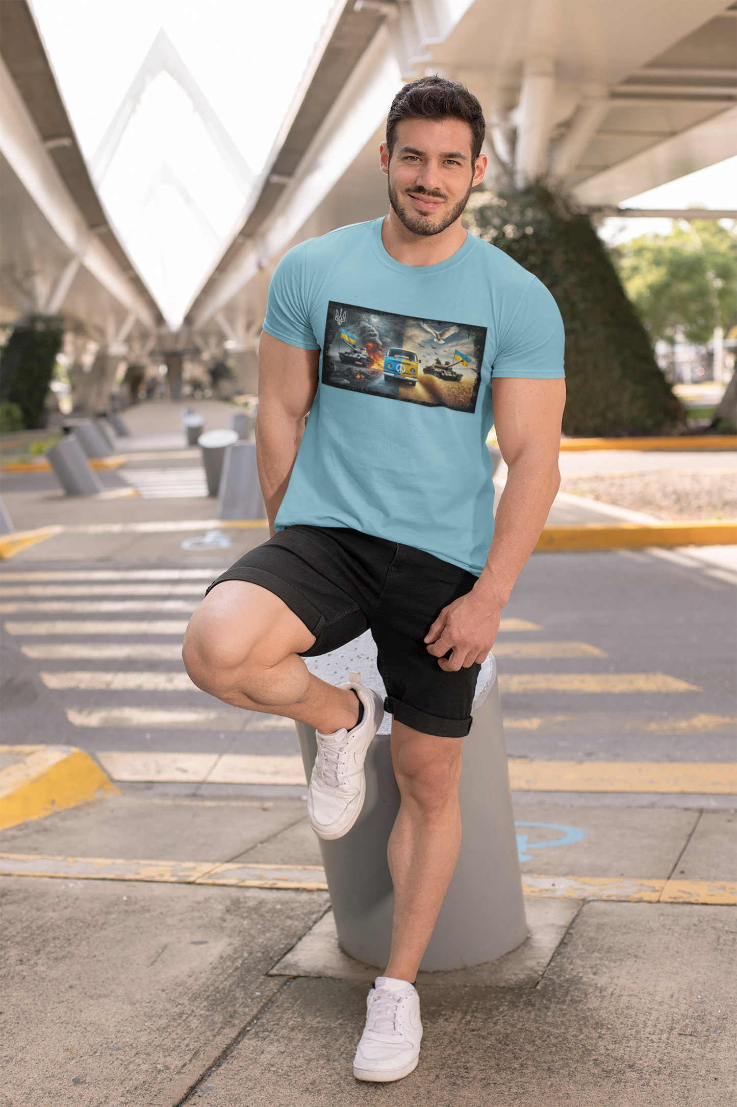 Ukraine- Україна Minibus and Tanks Unisex Short Sleeve T shirt