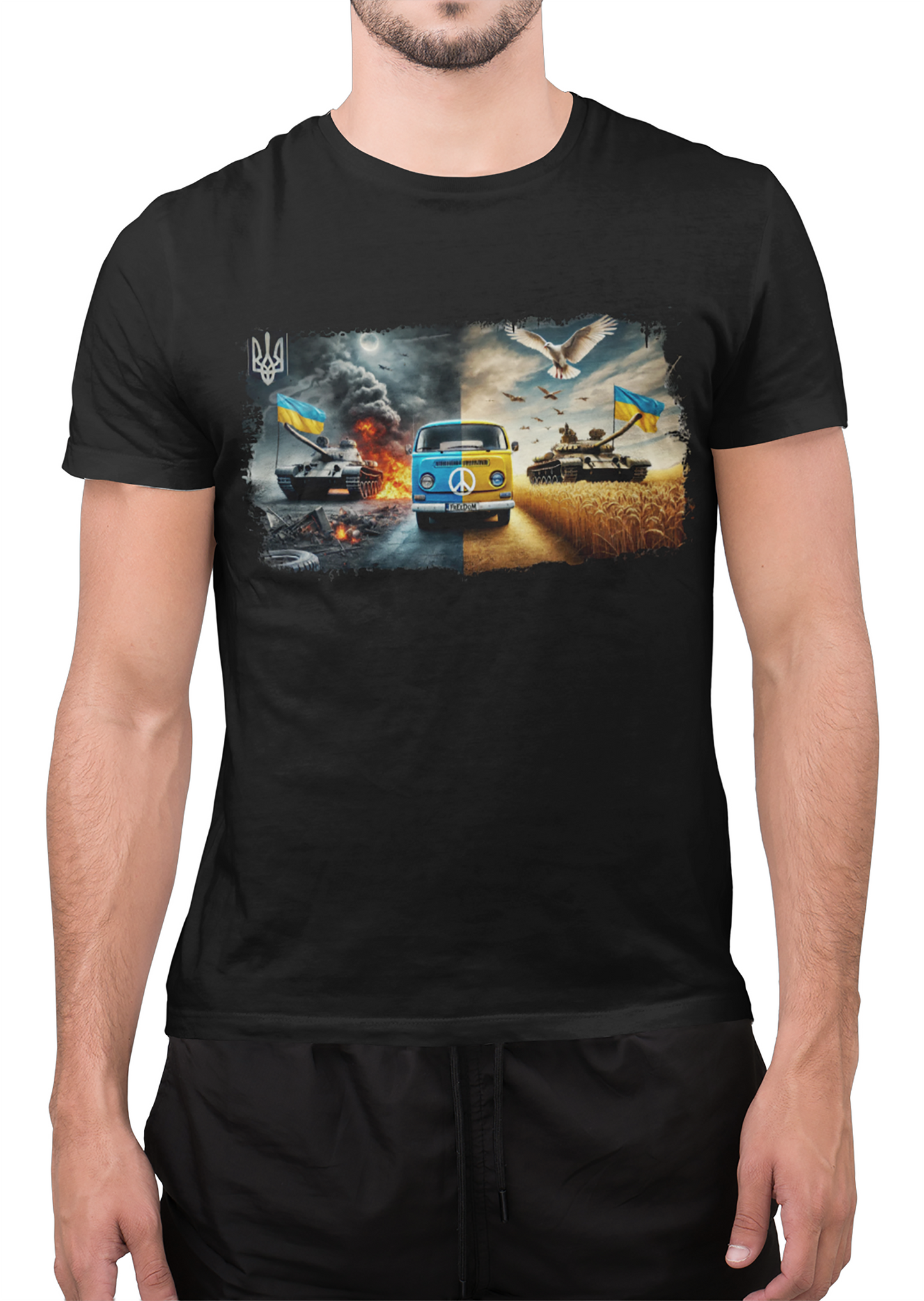 Ukraine- Україна Minibus and Tanks Unisex Short Sleeve T shirt