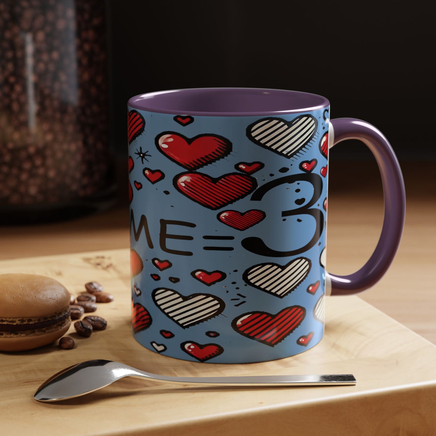 You + Me = 3 Mug, Valentine's Day gift, Love, anniversaries, birthdays, Accent Coffee Mug (11oz)