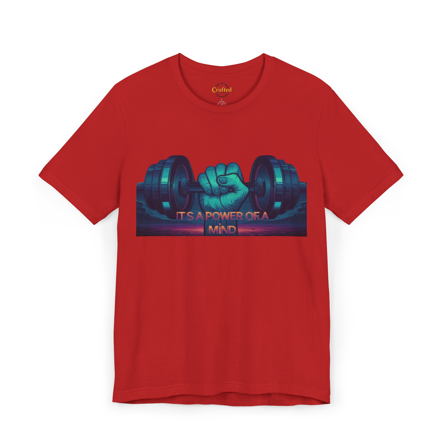 Fitness T-Shirt for Men Short Sleeve with print "IT'S A POWER OF A MIND" coton