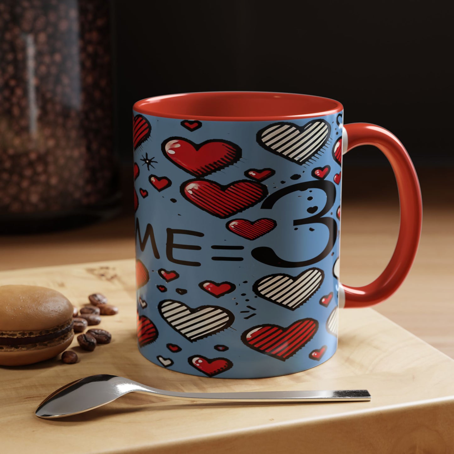 You + Me = 3 Mug, Valentine's Day gift, Love, anniversaries, birthdays, Accent Coffee Mug (11oz)
