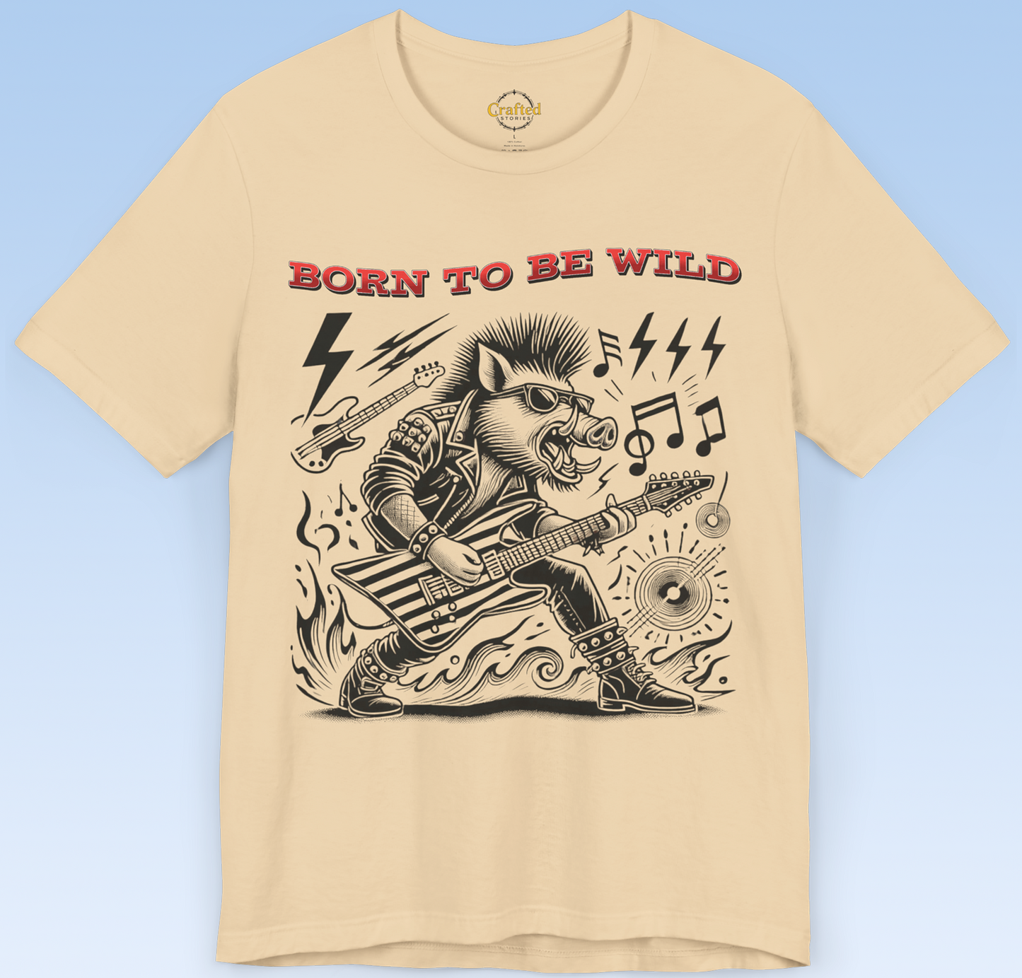 Born to be Wild; Wild Pig Unisex Rock `n` Roll T- Shirt