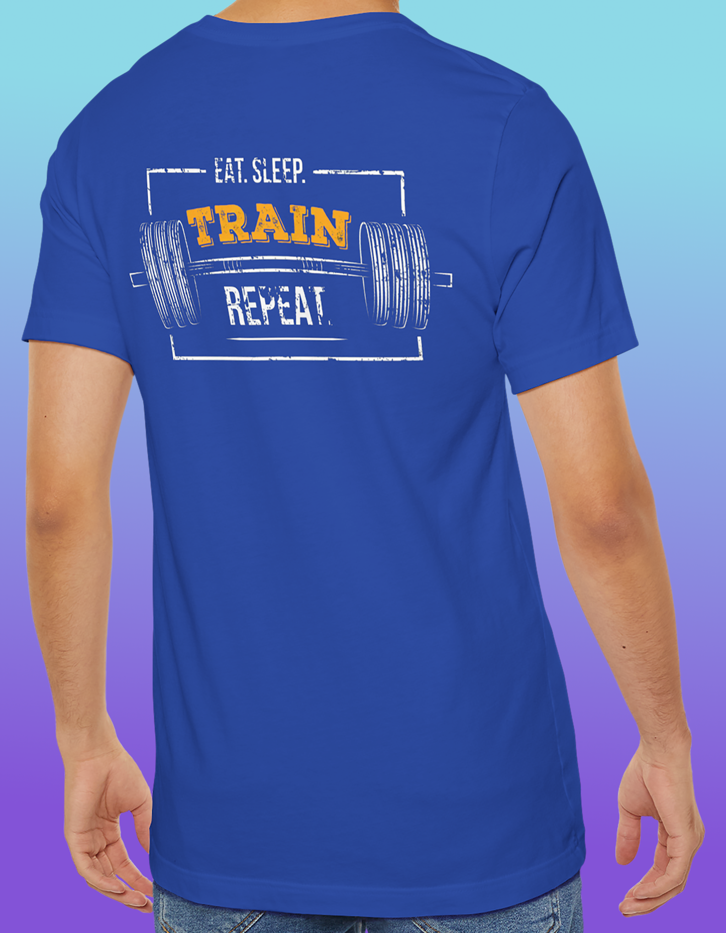 Fitness T-Shirt for Men Short Sleeve with print "Every Day Counts" & "Train, Eat, Sleep, Repeat" coton