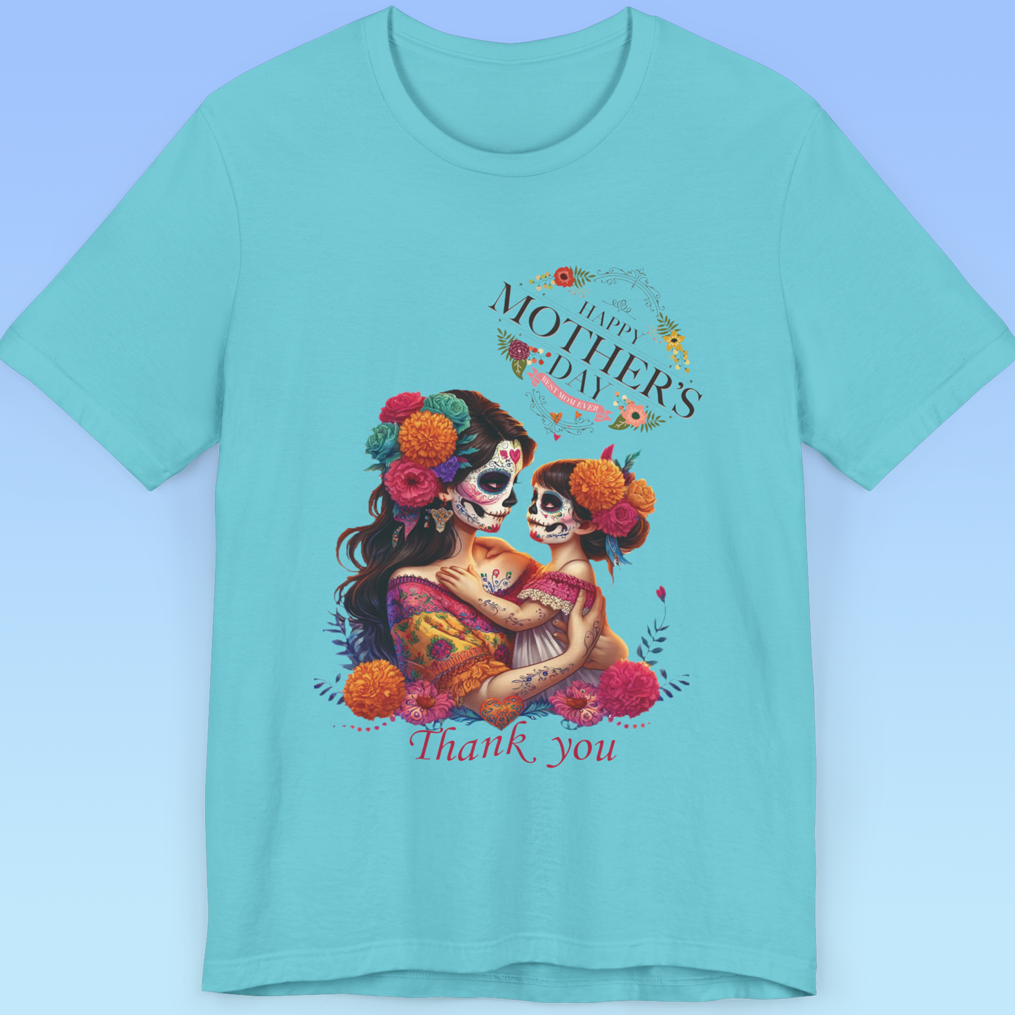 Mother`s Day- Eternal Bond – Calavera Mother & Daughter Tee, Women Jersey Short Sleeve T shirt