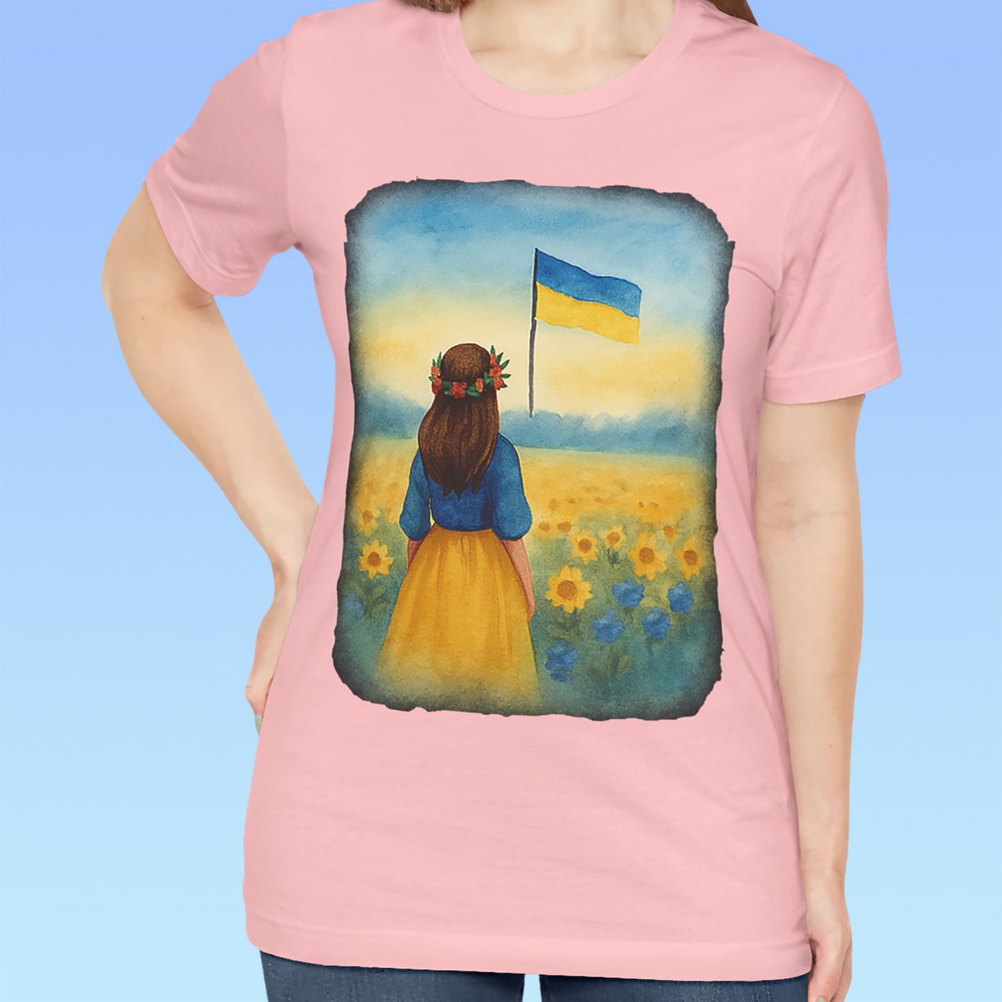 Україна, Ukraine – A girl gazing at the breathtaking beauty of her homeland Short Sleeve T- shirt