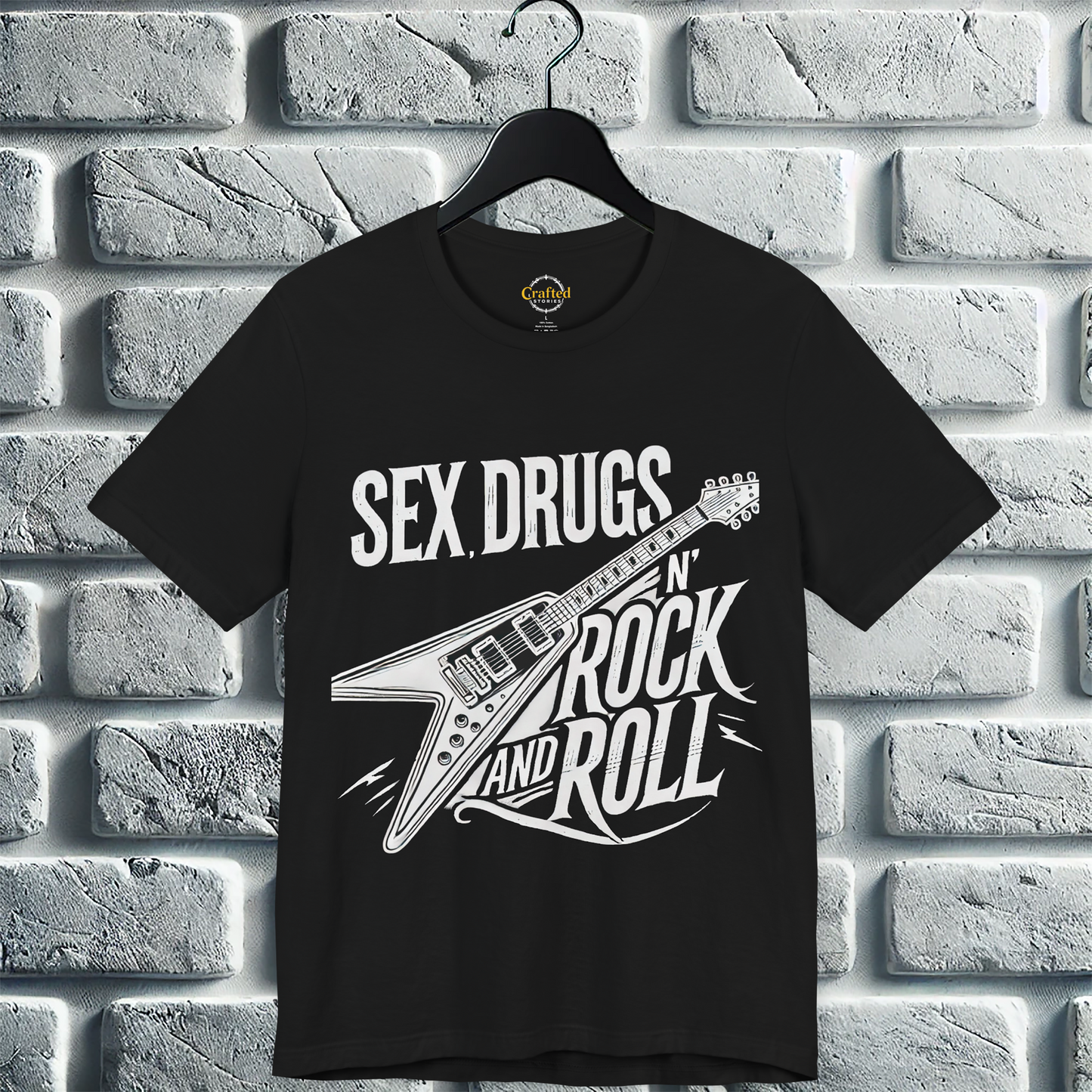 Sex, Drugs ‘n’ Rock & Roll T-Shirt, Unisex Jersey Rebel Short Sleeve T- Shirt