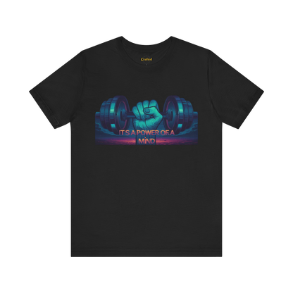 Fitness T-Shirt for Men Short Sleeve with print "IT'S A POWER OF A MIND" coton