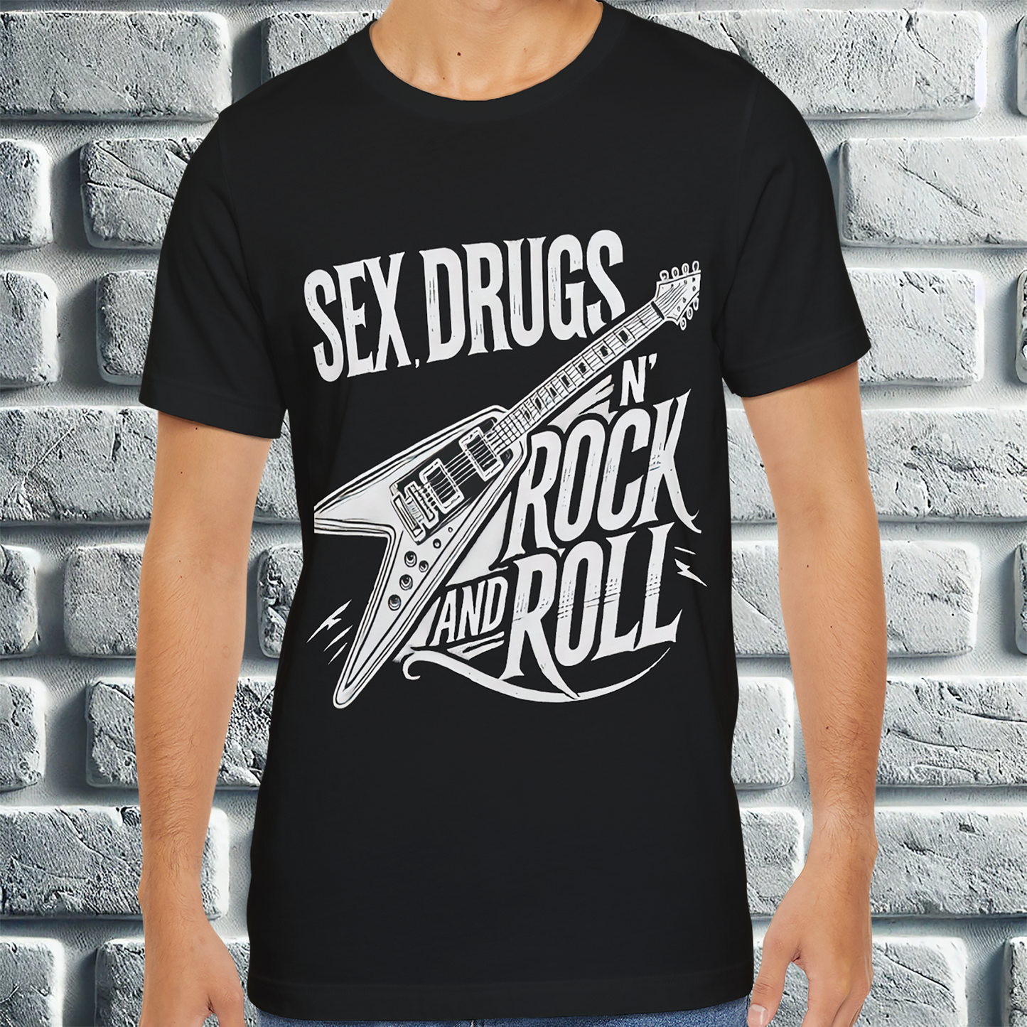 Sex, Drugs ‘n’ Rock & Roll T-Shirt, Unisex Jersey Rebel Short Sleeve T- Shirt
